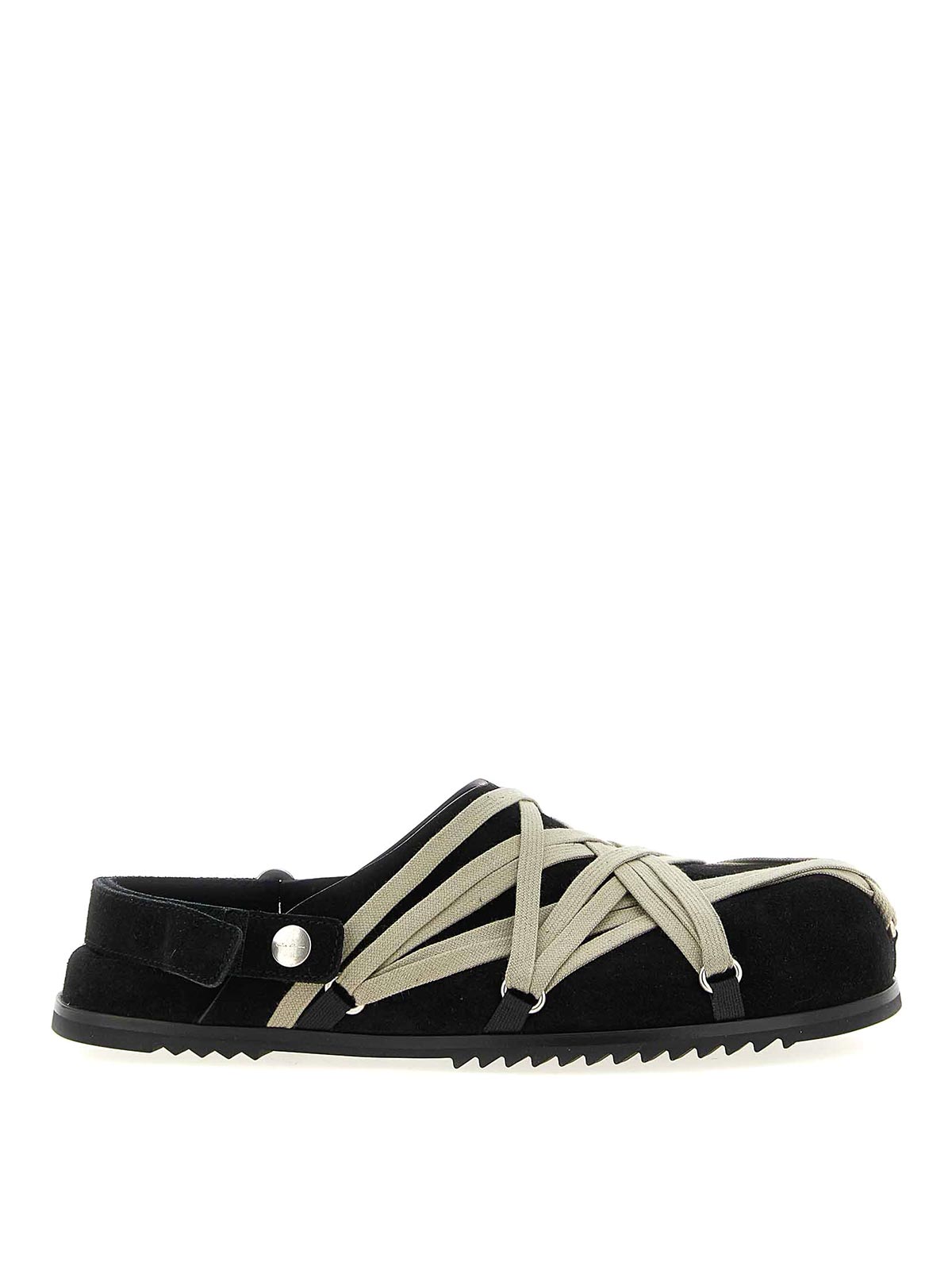 Rick Owens Granola Crisscross Straps Mule Sandals In Black