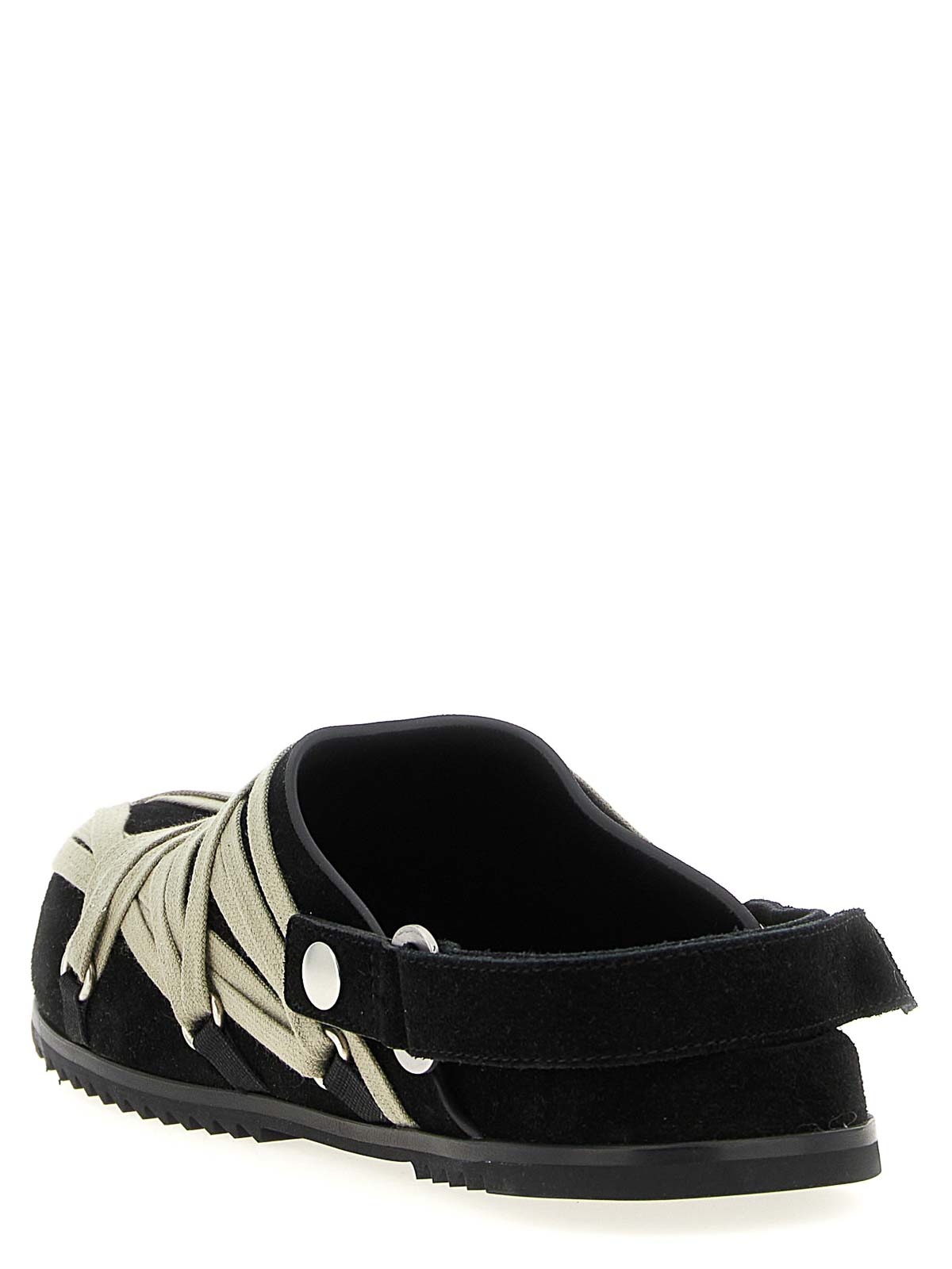 Rick Owens Granola Crisscross Straps Mule Sandals In Black