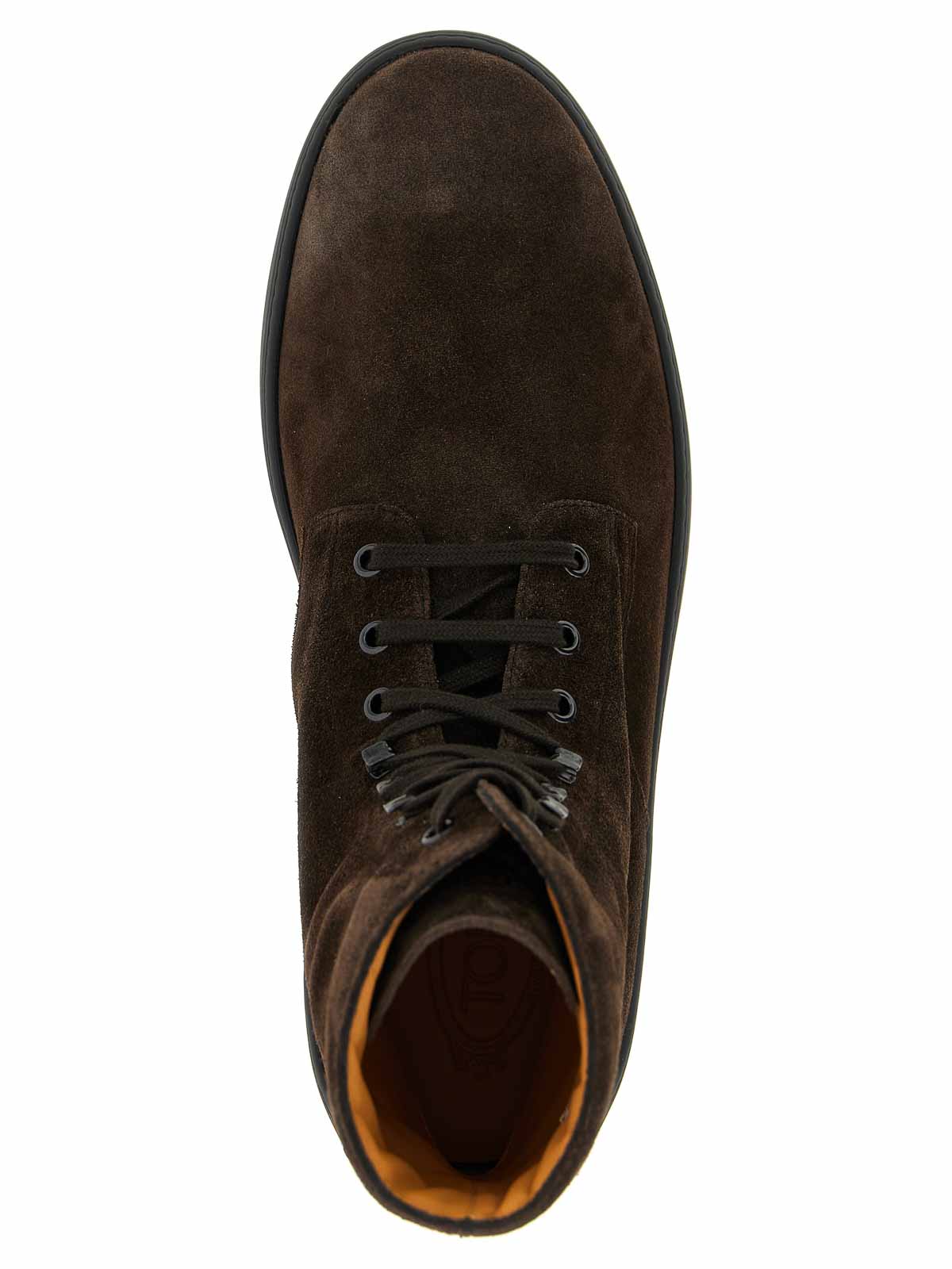 Tod's Suede Ankle Boots With Round Toe And Rubber Sole In Brown