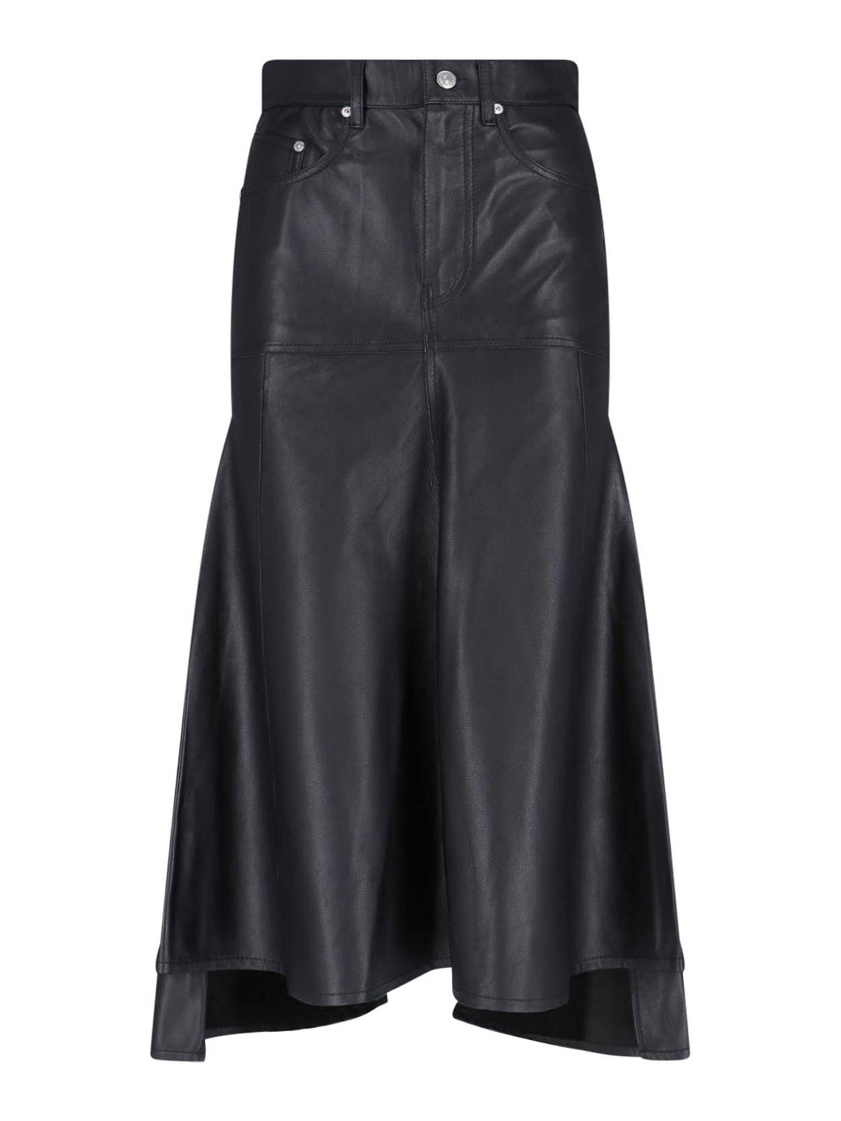 Victoria Beckham Midi Skirt In Leather In Brown