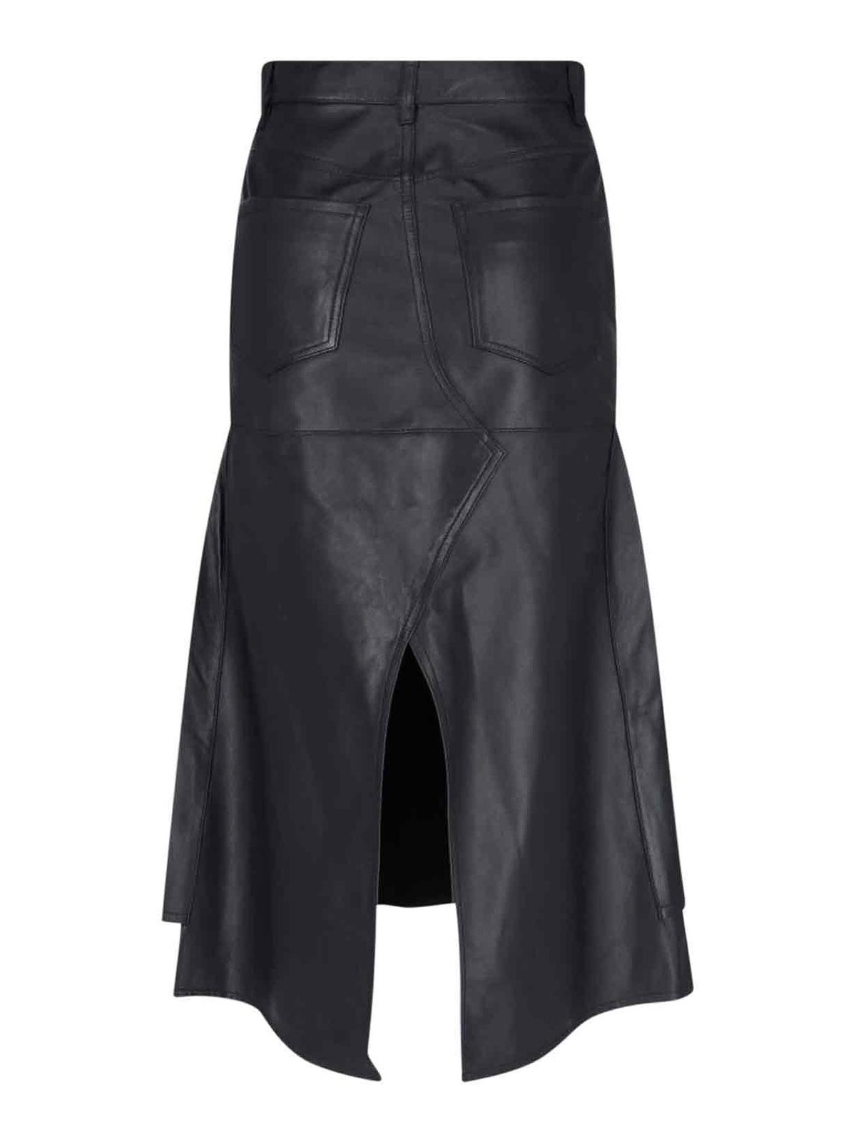 Victoria Beckham Midi Skirt In Leather In Brown