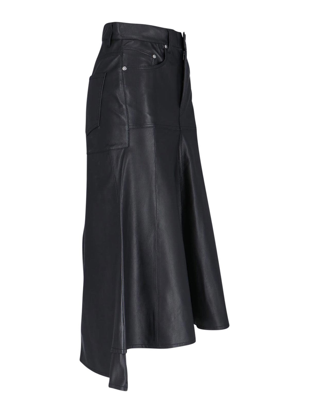 Victoria Beckham Midi Skirt In Leather In Brown