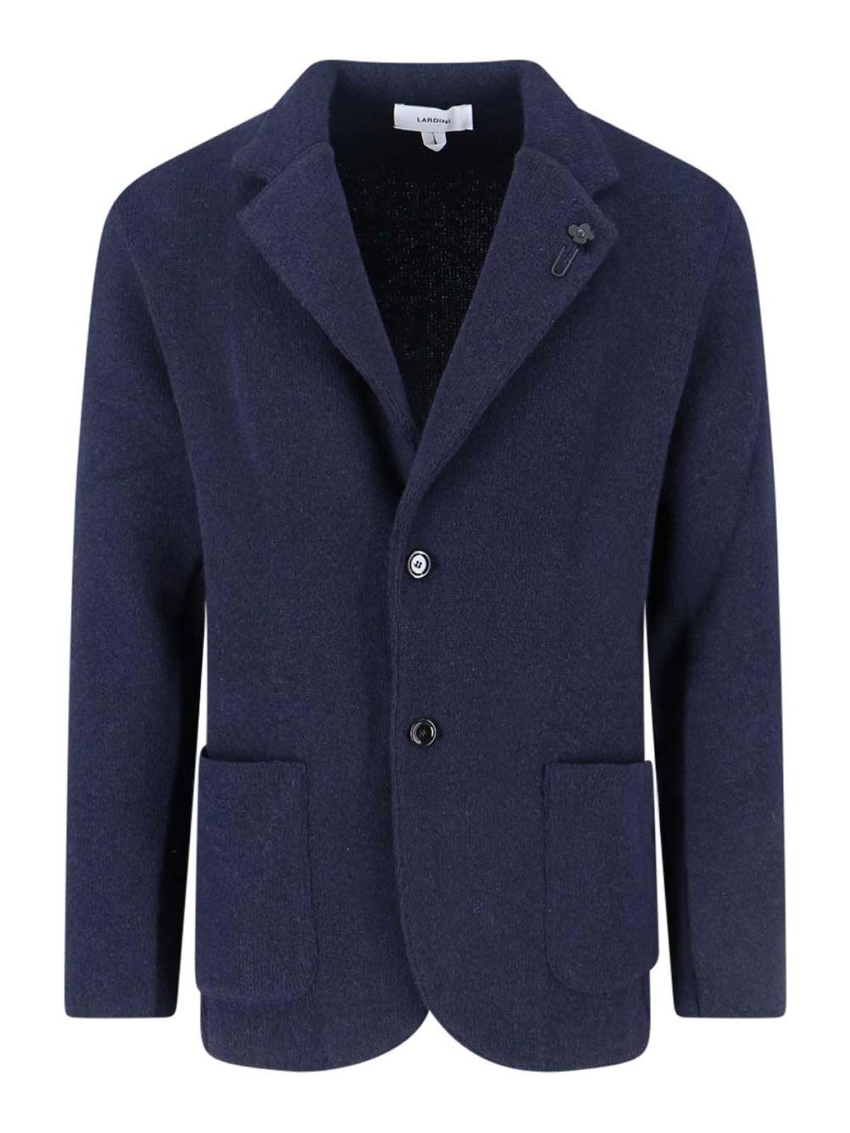 Lardini Tailored Jacket With Decorative Pin And Pockets In Blue