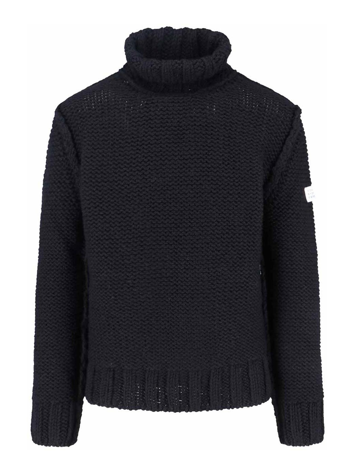 Mm6 Maison Margiela Mm6 By Maison Margiela Knitted Black Sweater With High Collar And Ribbed Finishes In Black