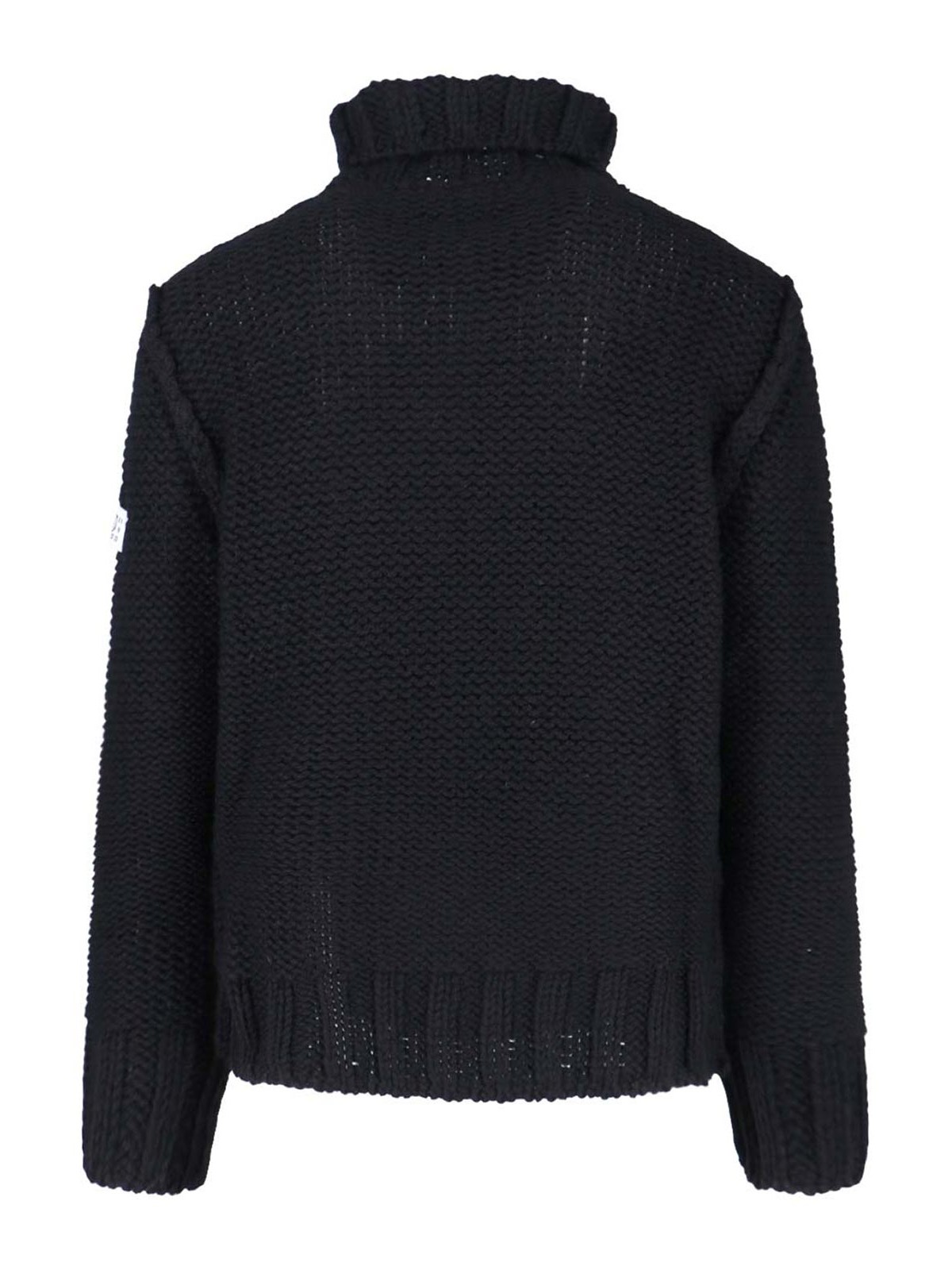 Mm6 Maison Margiela Mm6 By Maison Margiela Knitted Black Sweater With High Collar And Ribbed Finishes In Black
