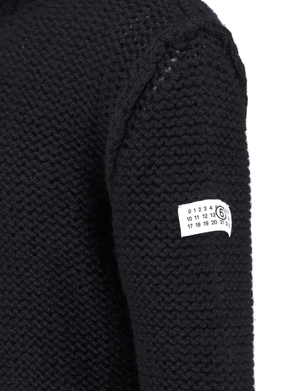 Mm6 Maison Margiela Mm6 By Maison Margiela Knitted Black Sweater With High Collar And Ribbed Finishes In Black