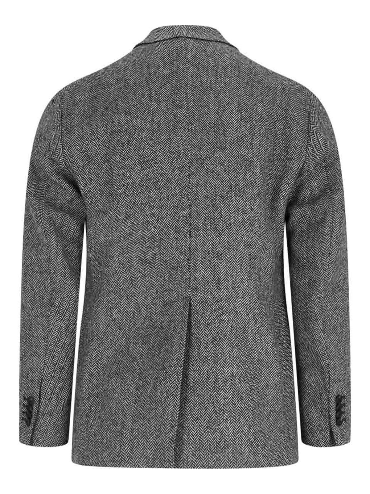 Tagliatore Tailored Double-breasted Herringbone Blazer In Gold