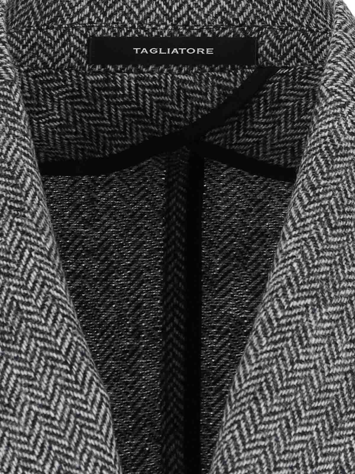 Tagliatore Tailored Double-breasted Herringbone Blazer In Gold