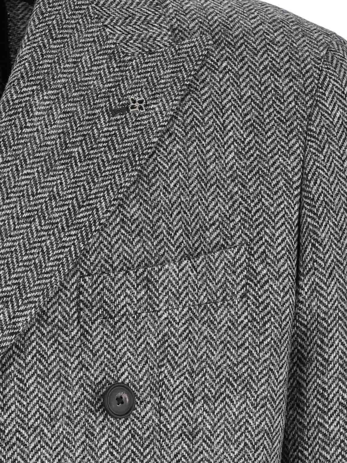 Tagliatore Tailored Double-breasted Herringbone Blazer In Gold