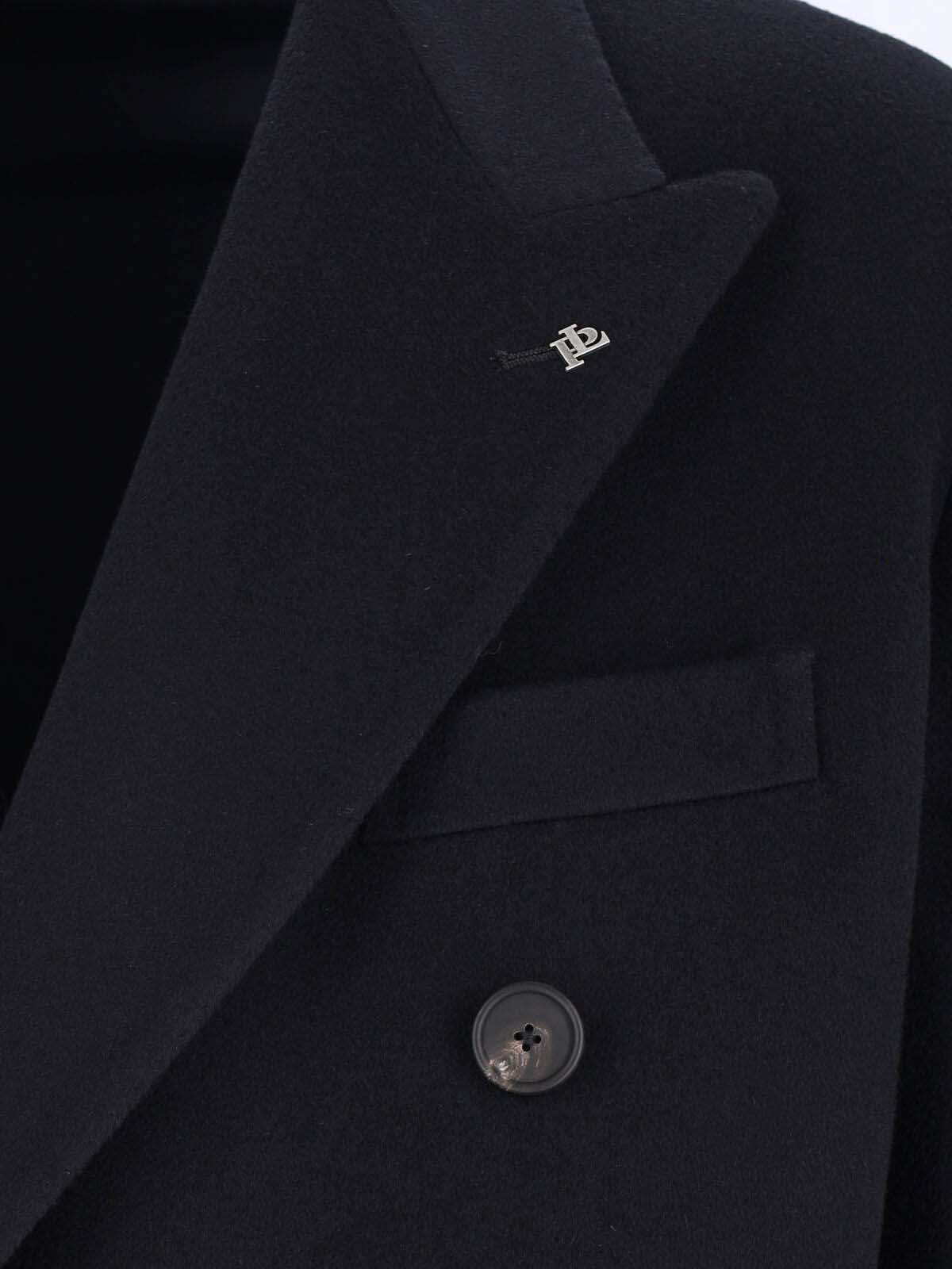 Tagliatore Londra Black Oversized Double-breasted Coat In Wool Blend Man In Black