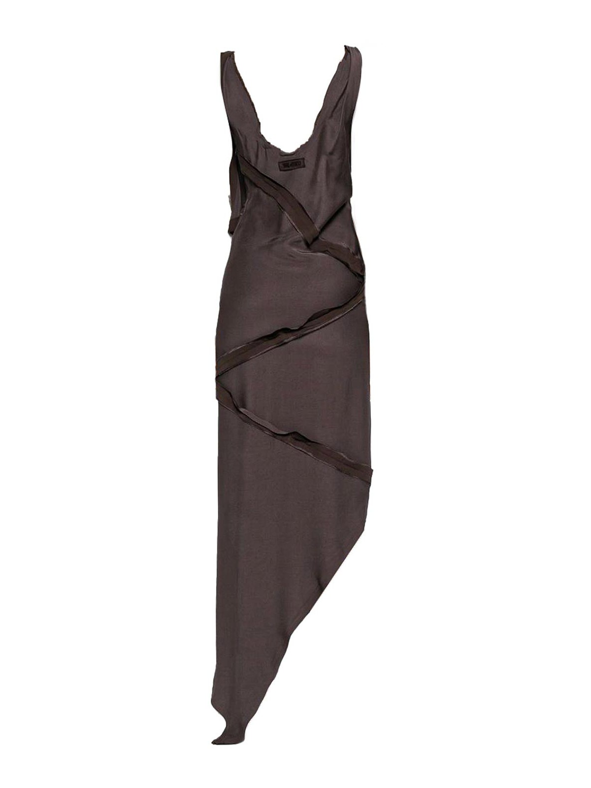 Attico Asymmetrical Midi Dress With Twisted Detail In Gray