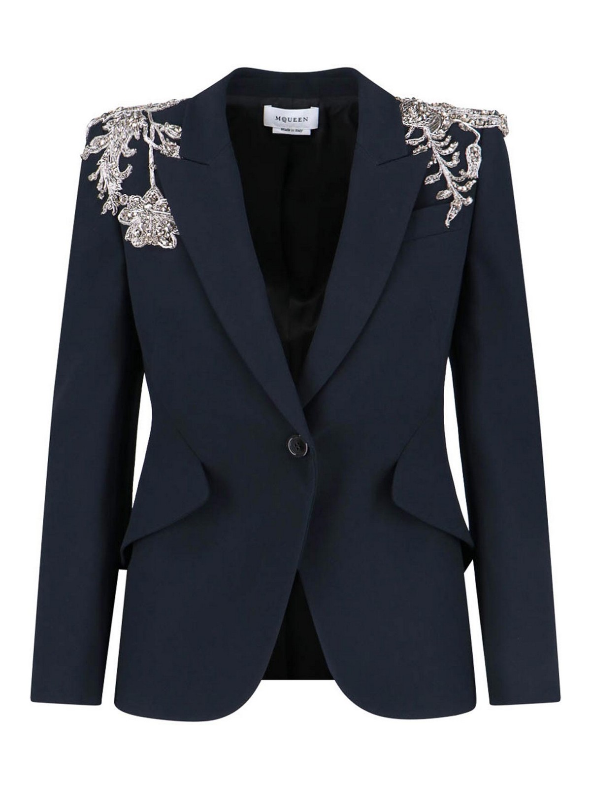 Alexander Mcqueen Single -breasted Blazer With Decorations In Gray