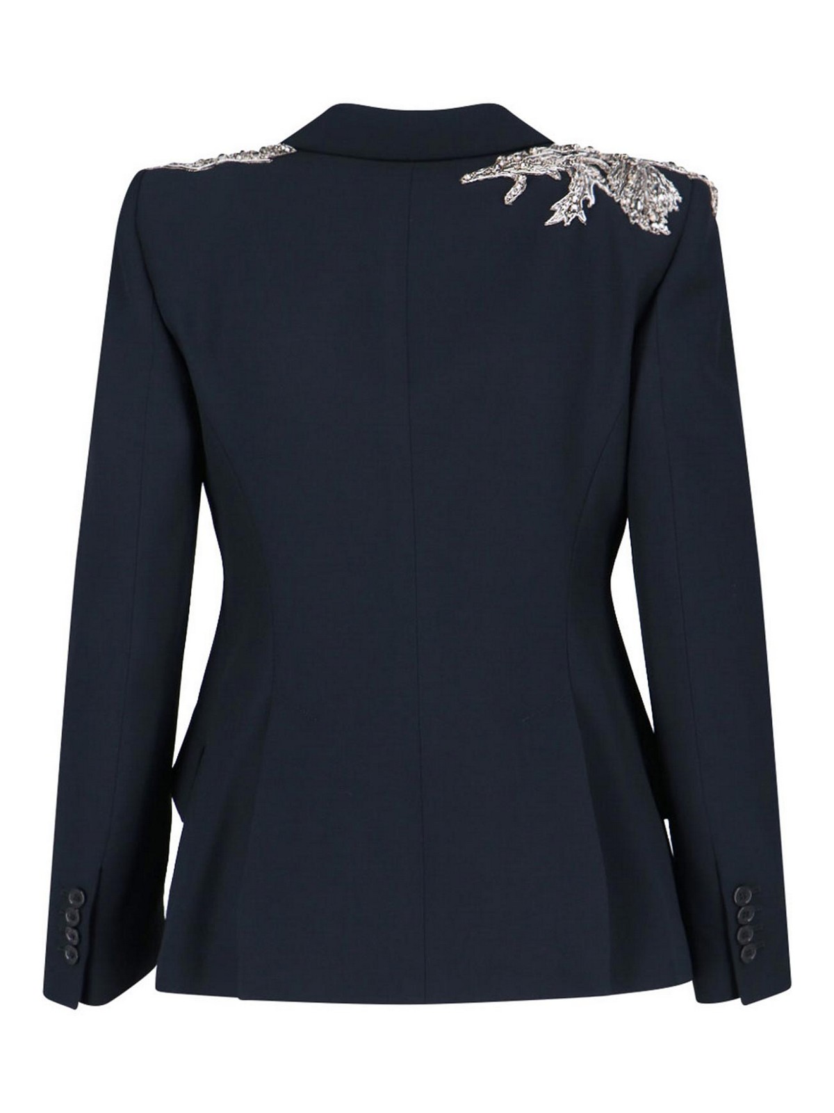 Alexander Mcqueen Single -breasted Blazer With Decorations In Gray