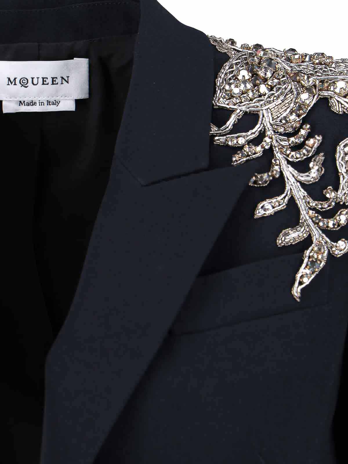 Alexander Mcqueen Single -breasted Blazer With Decorations In Gray