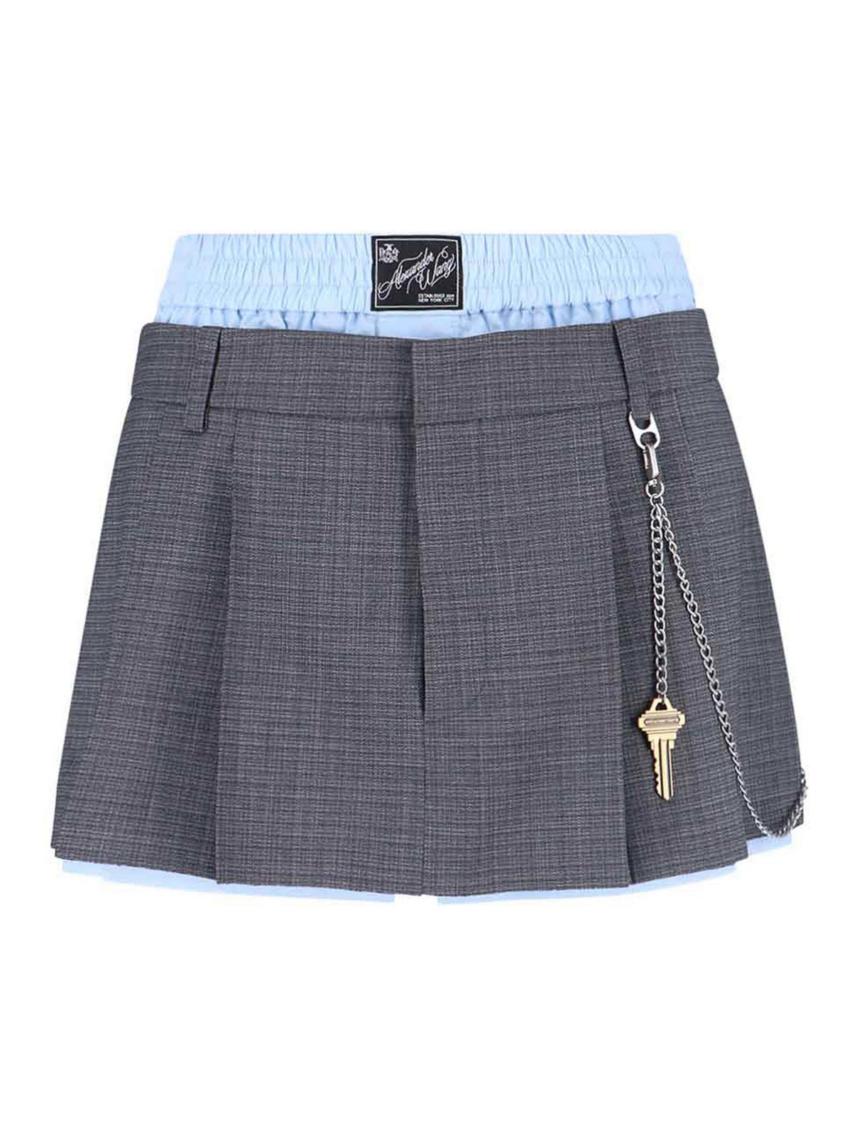 Alexander Wang Mini Skirt In Mixed Lana Logo In Gray