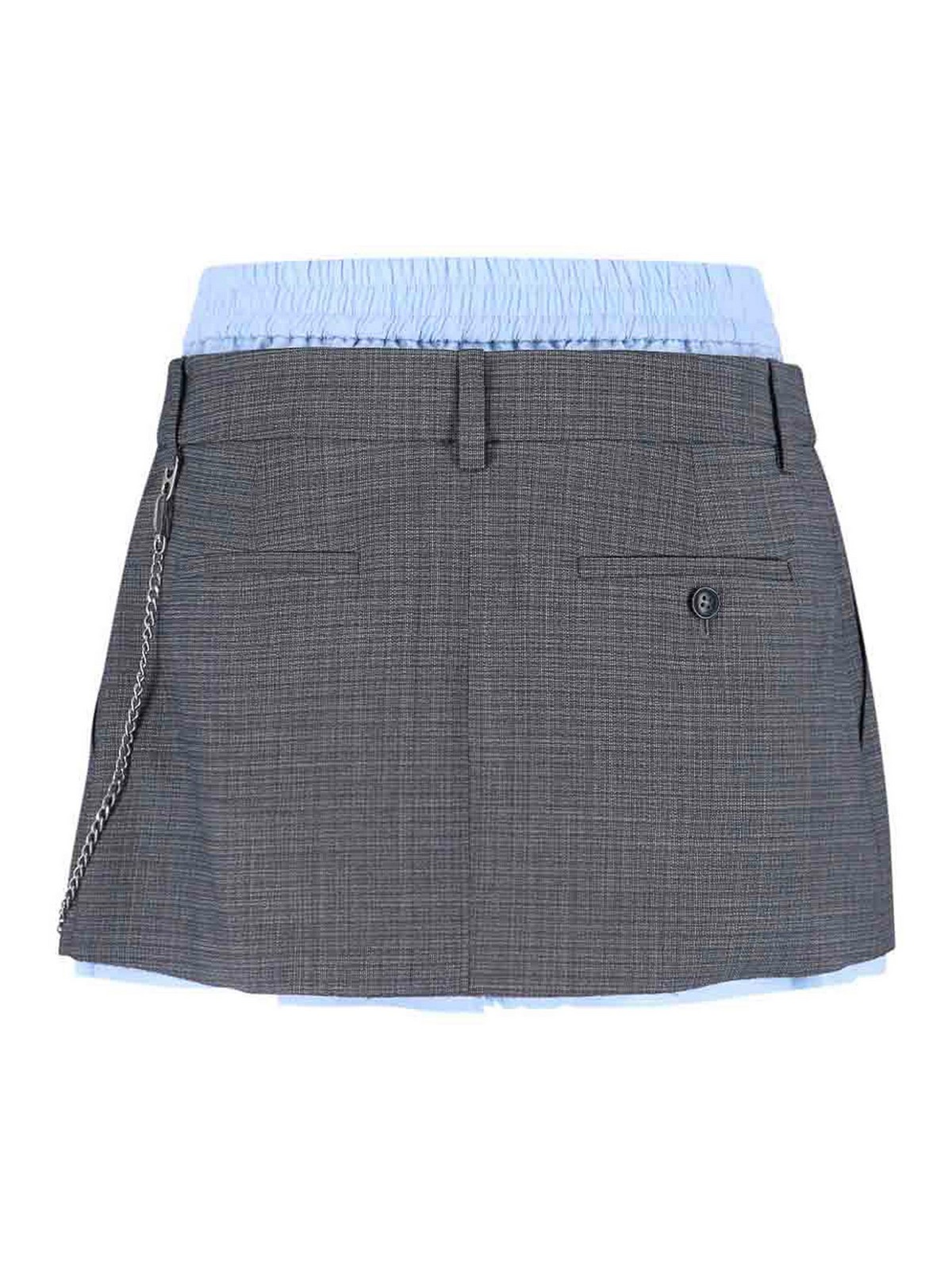 Alexander Wang Mini Skirt In Mixed Lana Logo In Gray