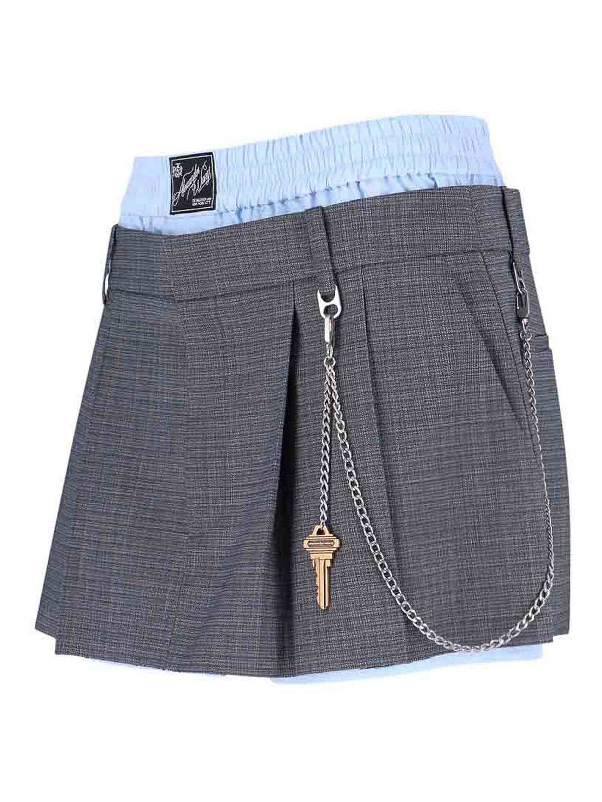 Alexander Wang Mini Skirt In Mixed Lana Logo In Gray
