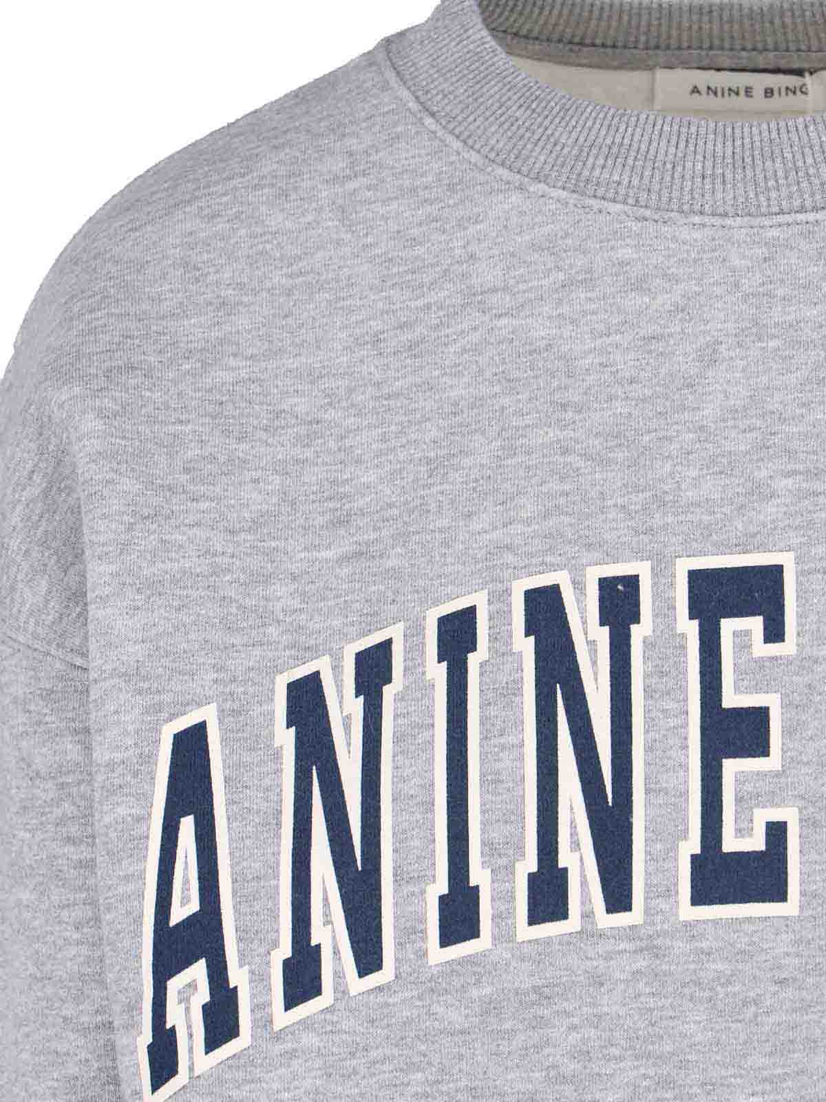 Anine Bing Spencer Printed Cotton-blend Jersey Sweatshirt In Gray