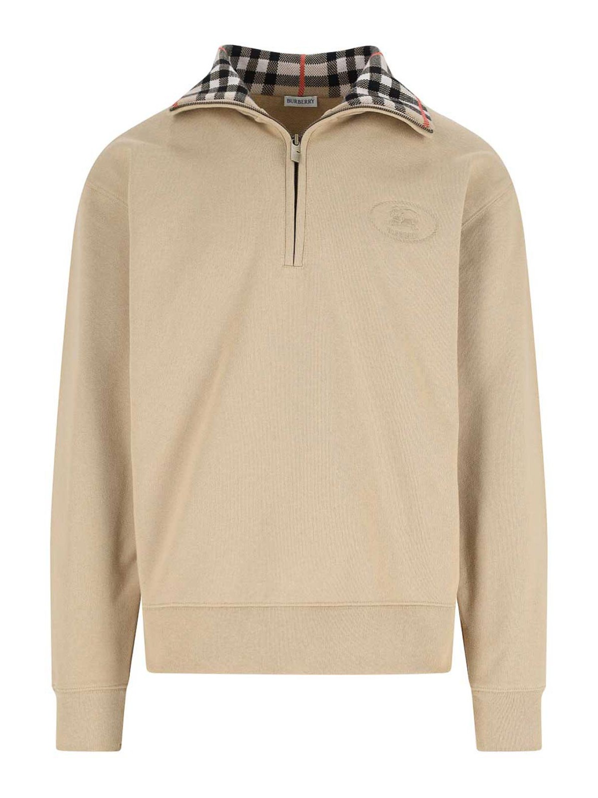 Burberry Organic Cotton Half-zip Sweater In Neutral
