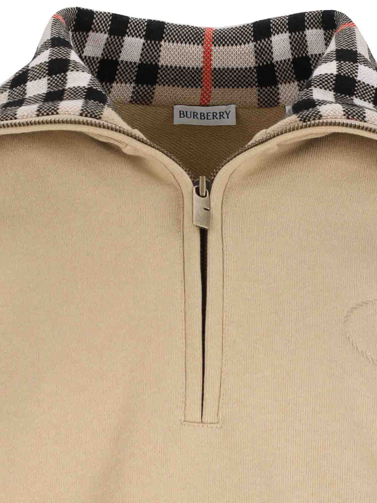 Burberry Organic Cotton Half-zip Sweater In Neutral