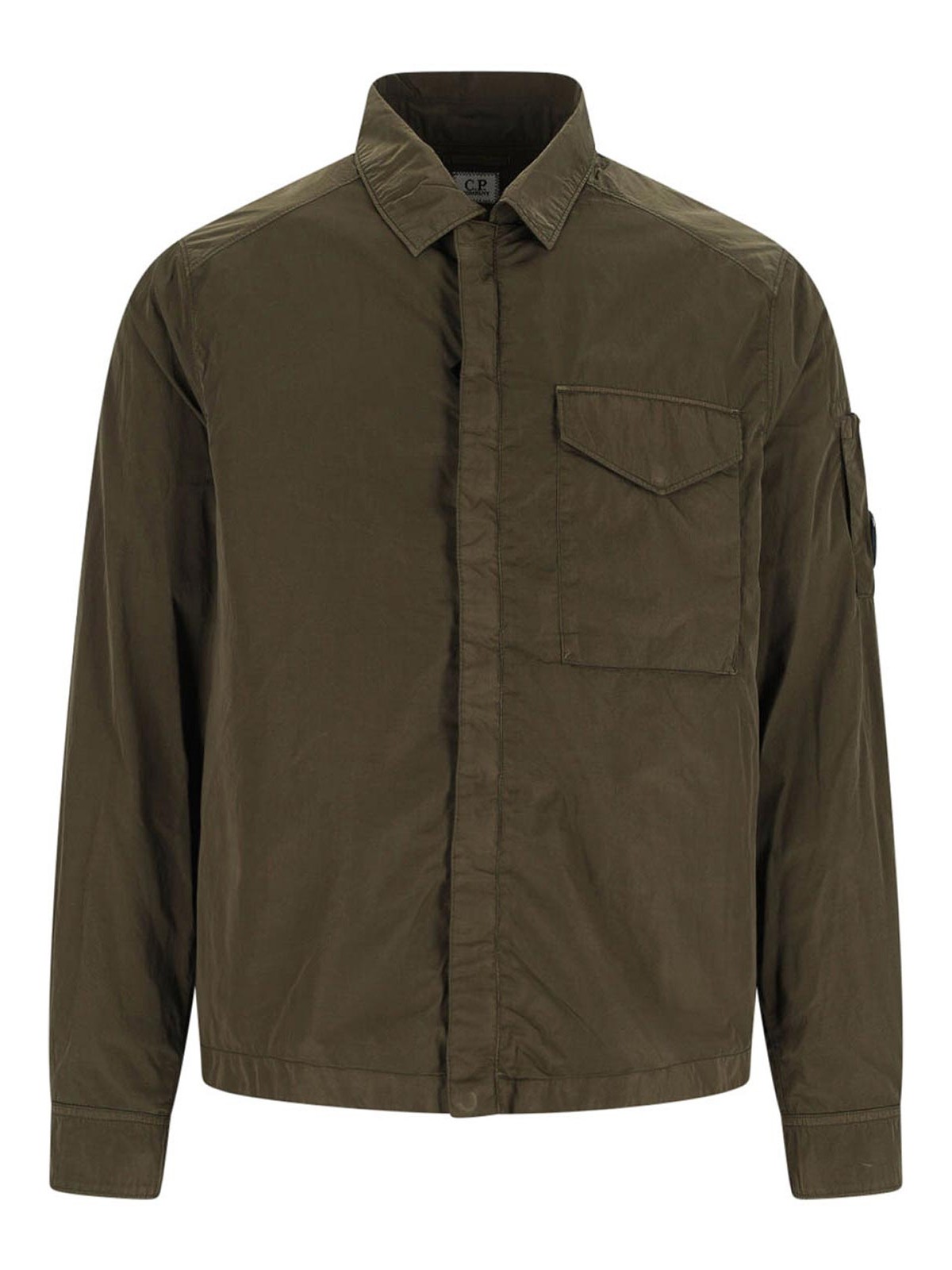 C.p. Company Logo Shirt Jacket In Brown
