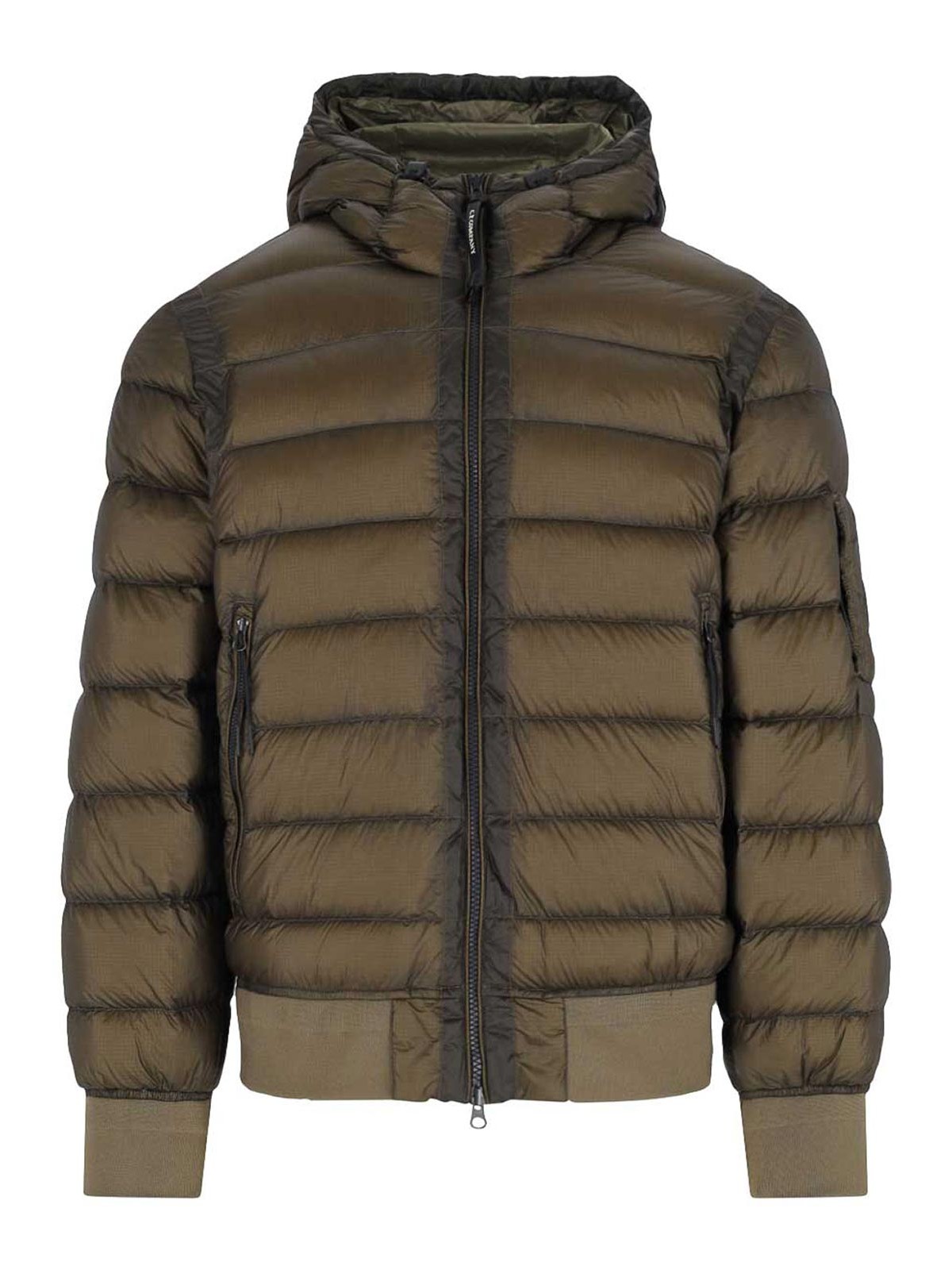 C.p. Company Logo Padded Down Jacket In Green