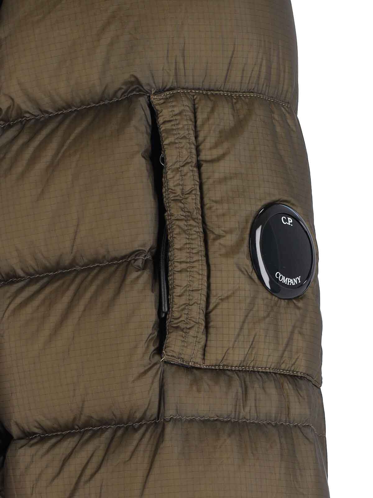 C.p. Company Logo Padded Down Jacket In Green