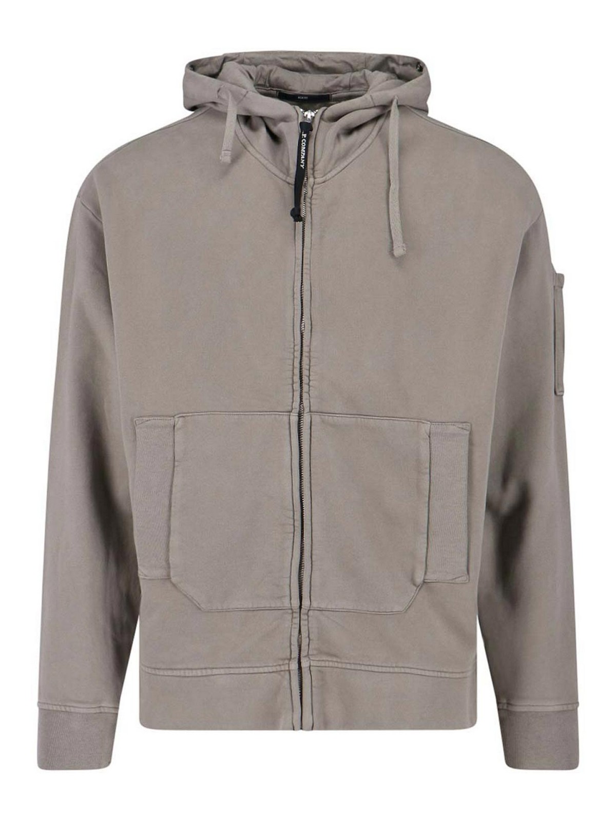 C.p. Company Long-sleeved Hooded Zip-up Sweatshirt In Gray