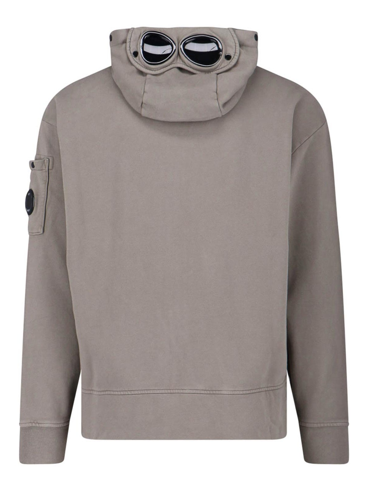 C.p. Company Long-sleeved Hooded Zip-up Sweatshirt In Gray