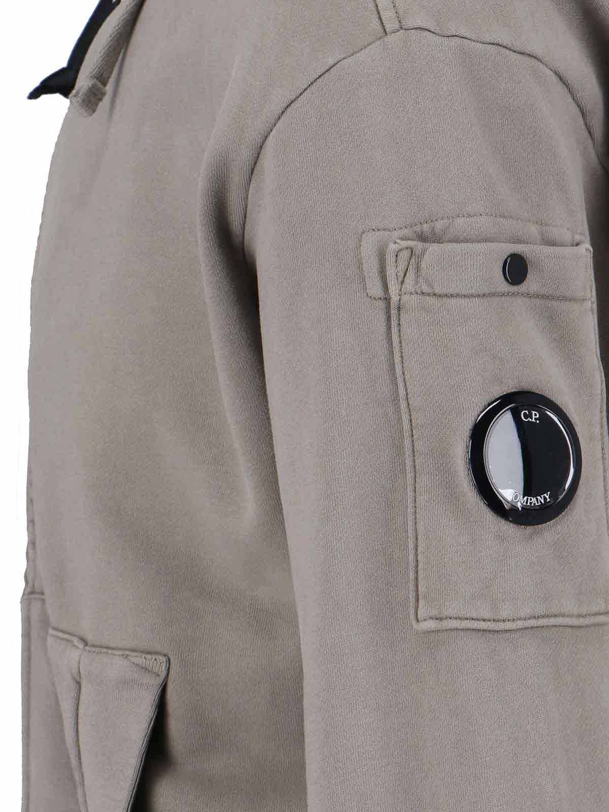 C.p. Company Long-sleeved Hooded Zip-up Sweatshirt In Gray