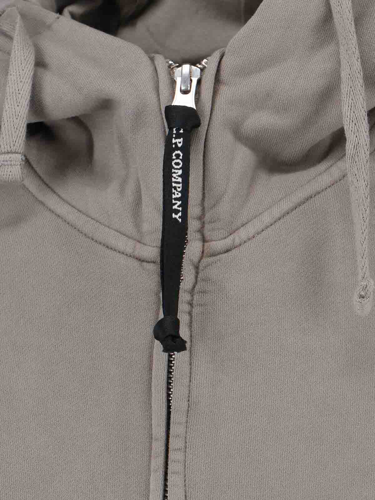C.p. Company Long-sleeved Hooded Zip-up Sweatshirt In Gray