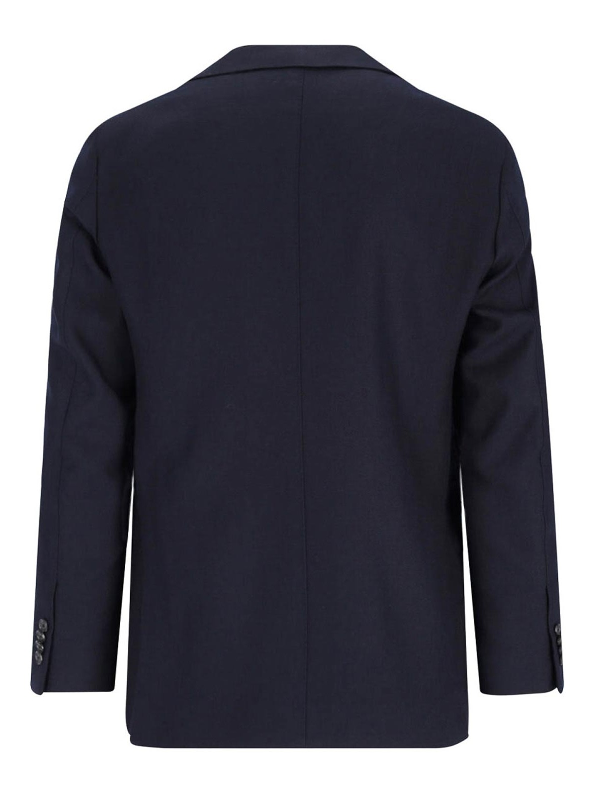 Caruso Tailored Black Herringbone Jacket With Notched Lapel In Blue