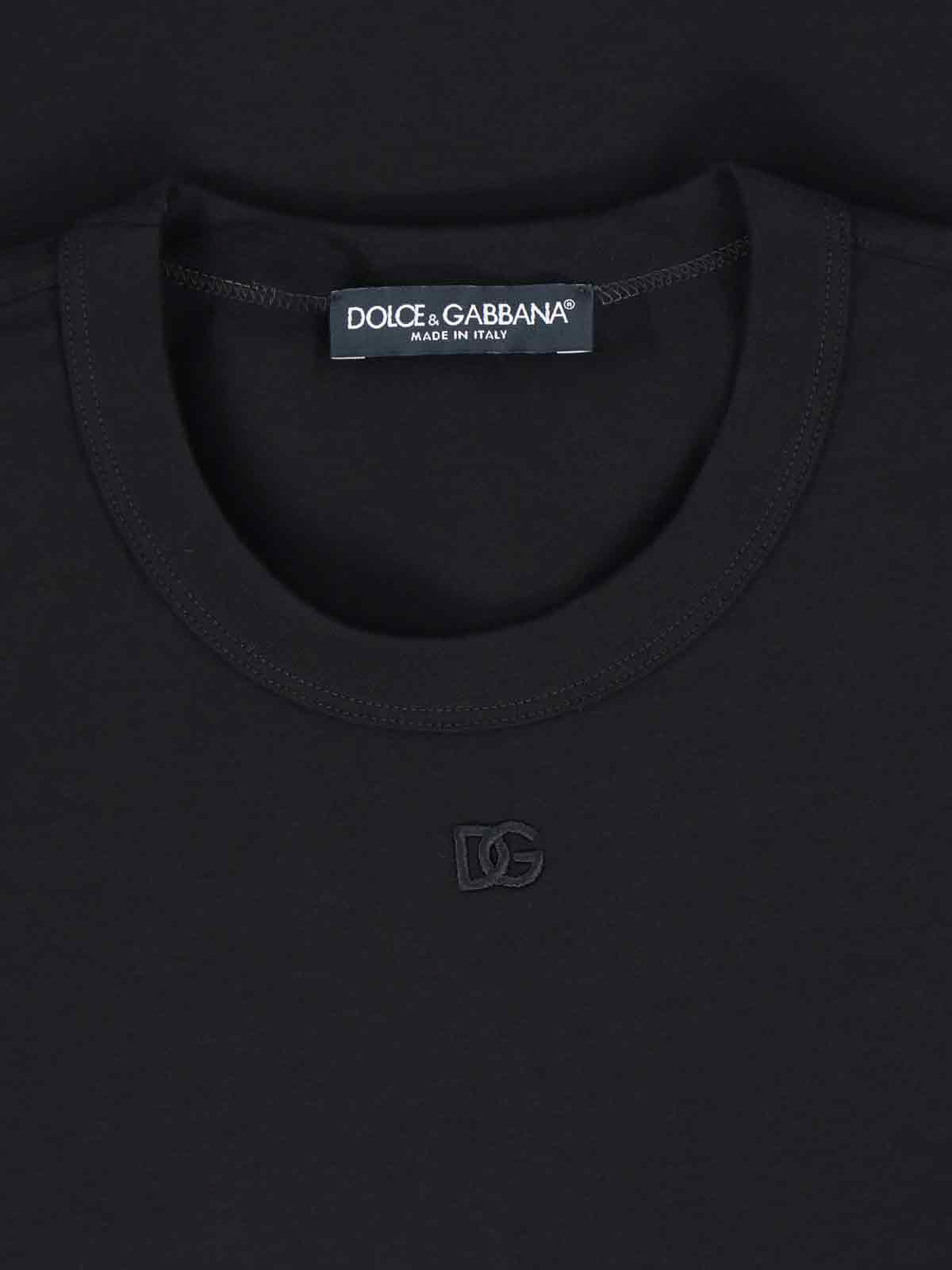 Dolce & Gabbana T-shirt With Logo Embroidery In Black