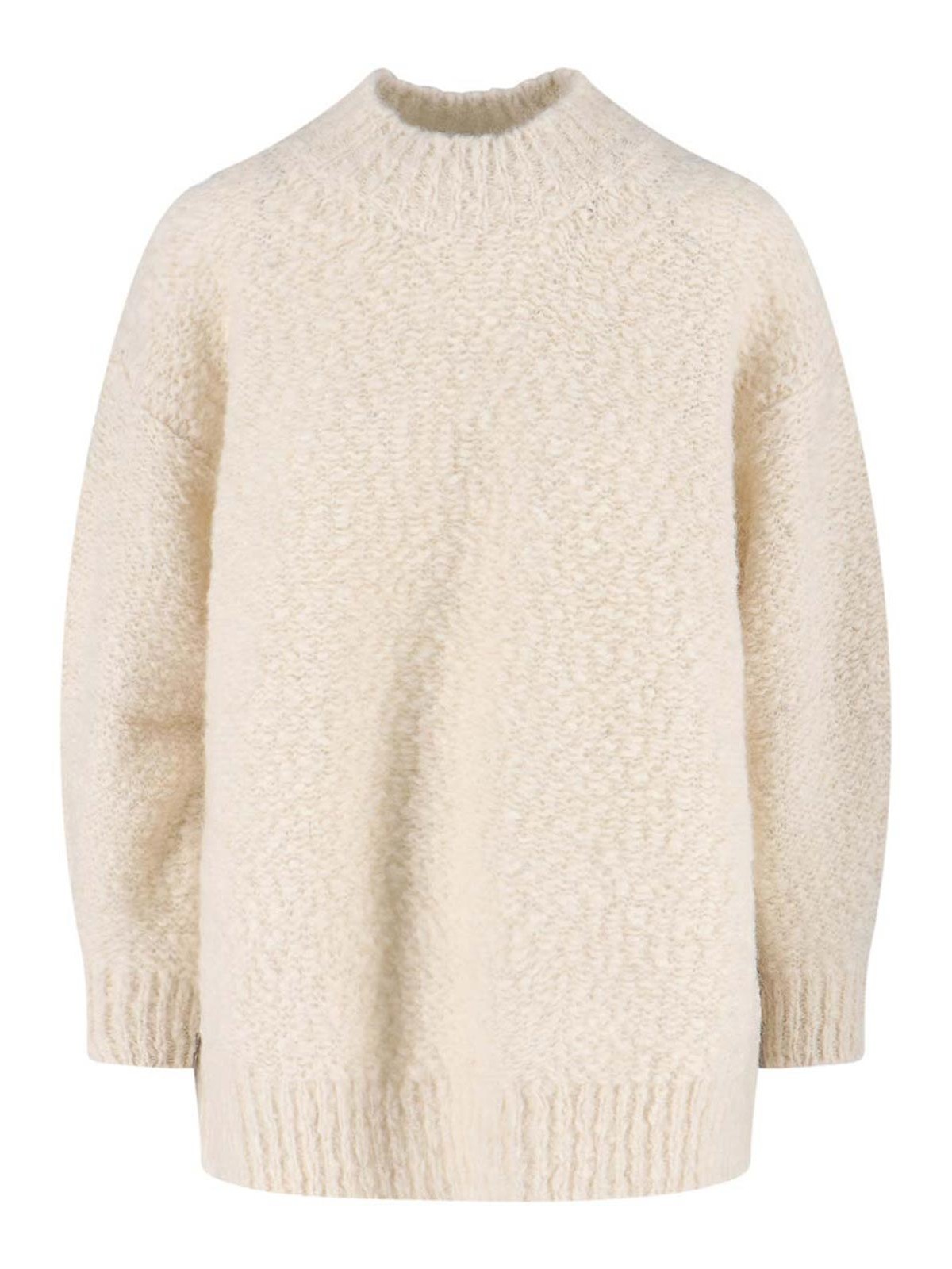 Isabel Marant Relaxed Fit High Neck Sweater With Longer Hem In Neutral