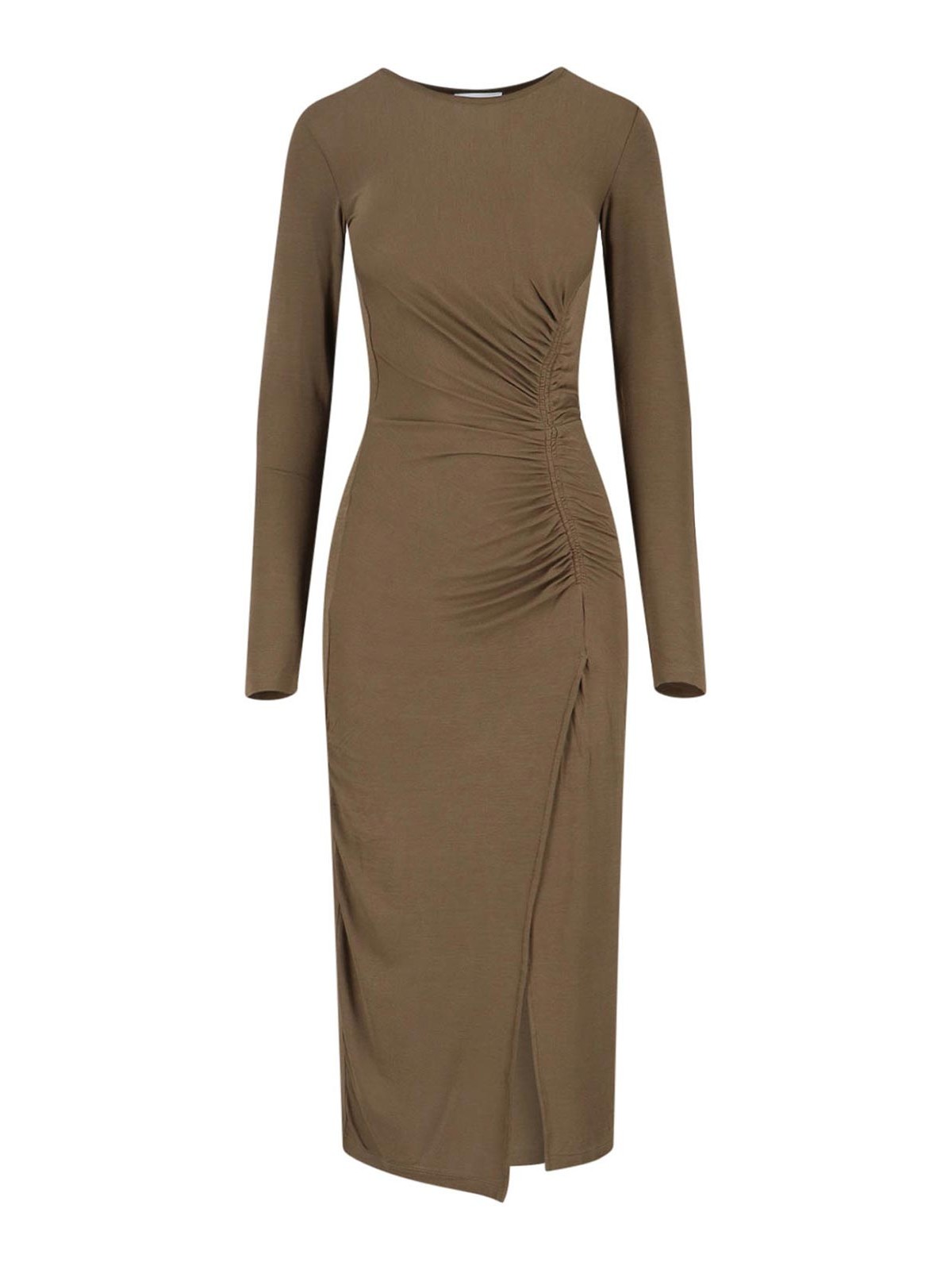 Isabel Marant Étoile Green Draped Jersey Jelina Long Dress In Brown