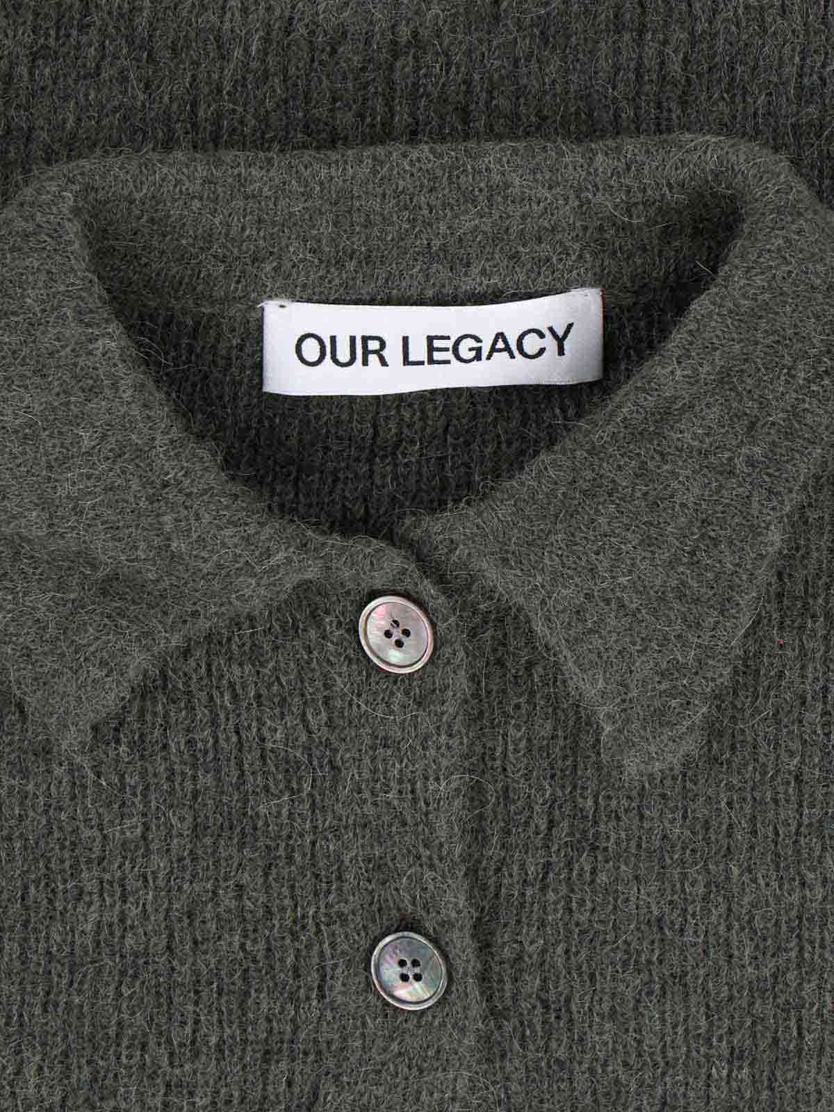 Our Legacy "mazzy" Crop Knit Cardigan Green In Green