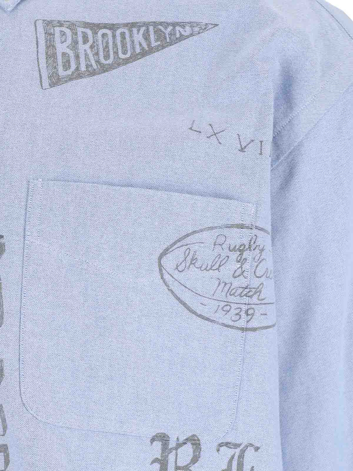 Polo Ralph Lauren Casual Shirt With Graphic Print And Chest Pocket In Blue