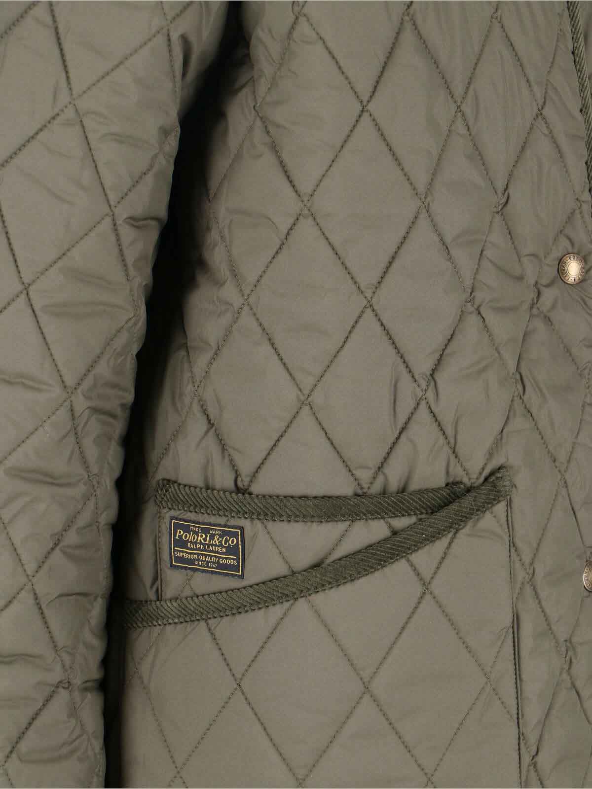 Polo Ralph Lauren Corduroy Collar Quilted Front Pockets Jacket In Gray