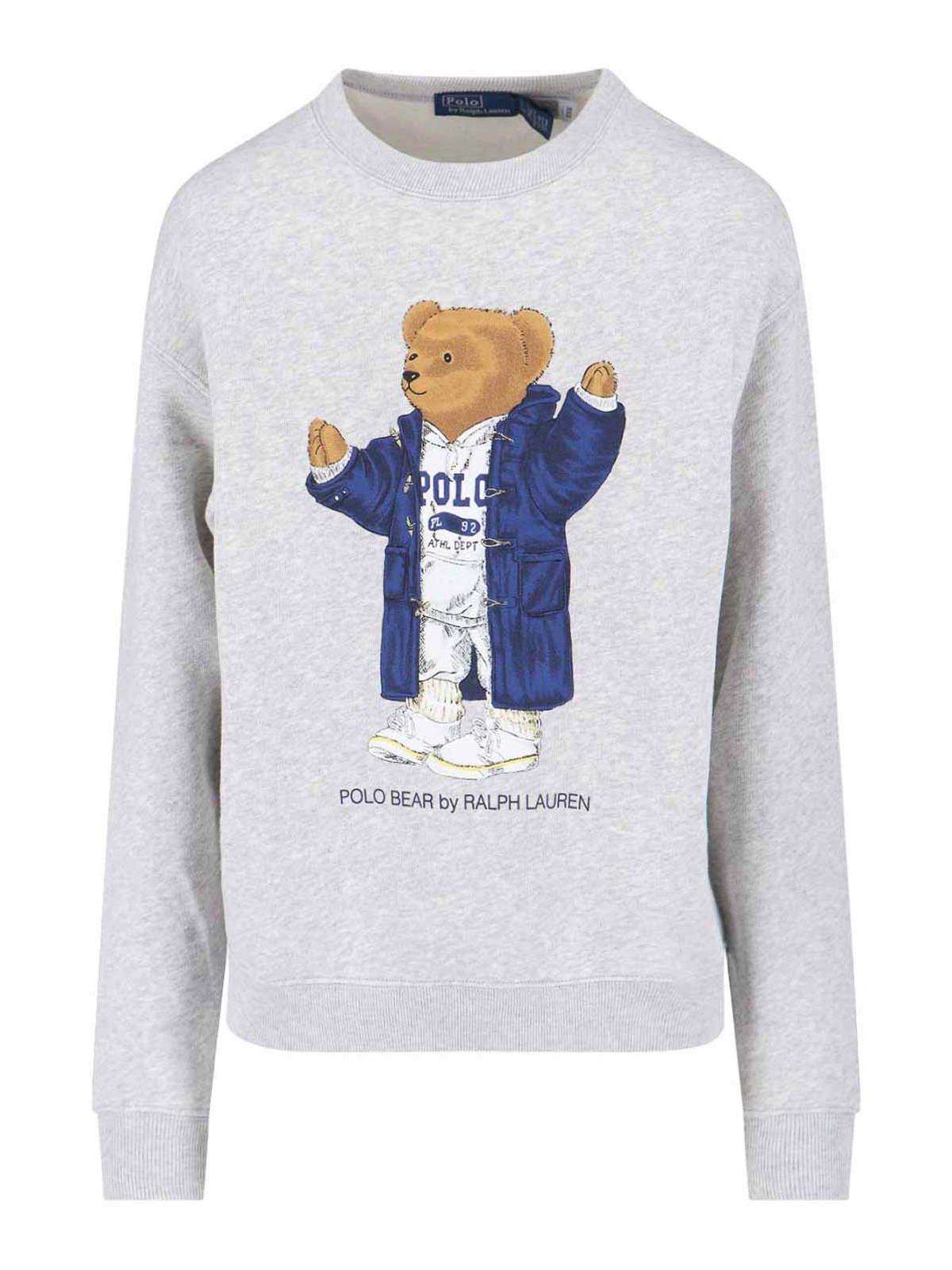 Polo Ralph Lauren Brushed Cotton Blend Sweatshirt With Iconic Polo Bear Print In Gray