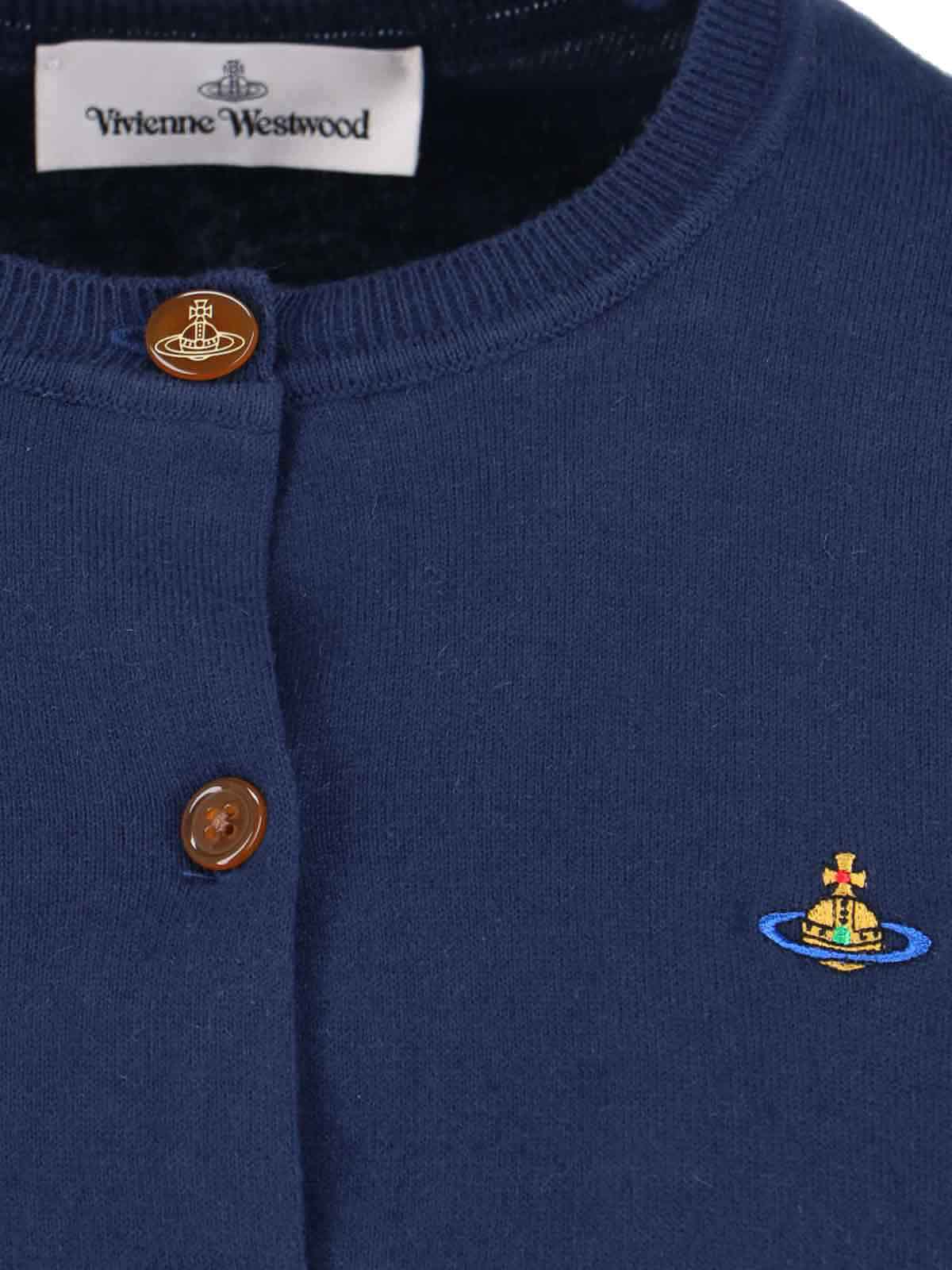 Vivienne Westwood Navy Bea Cropped Cardigan In Blue