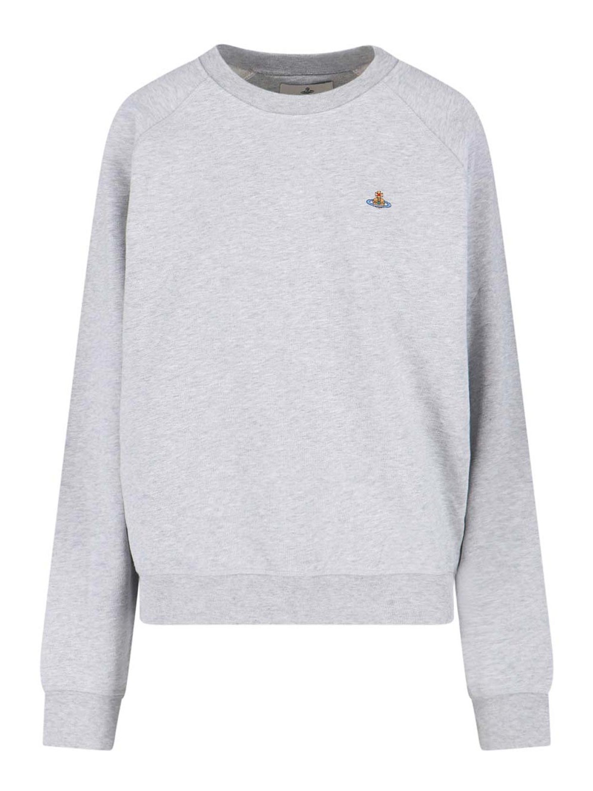 Vivienne Westwood Relaxed Fit Long-sleeve Cotton Sweatshirt With Embroidered Logo In Gray