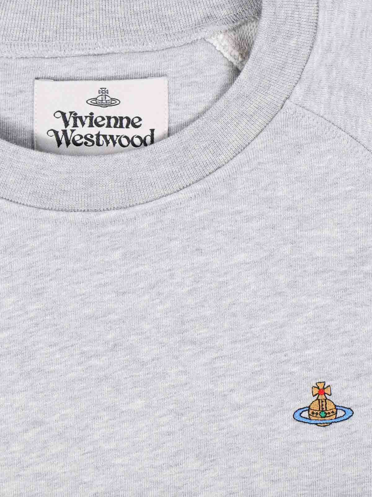 Vivienne Westwood Relaxed Fit Long-sleeve Cotton Sweatshirt With Embroidered Logo In Gray
