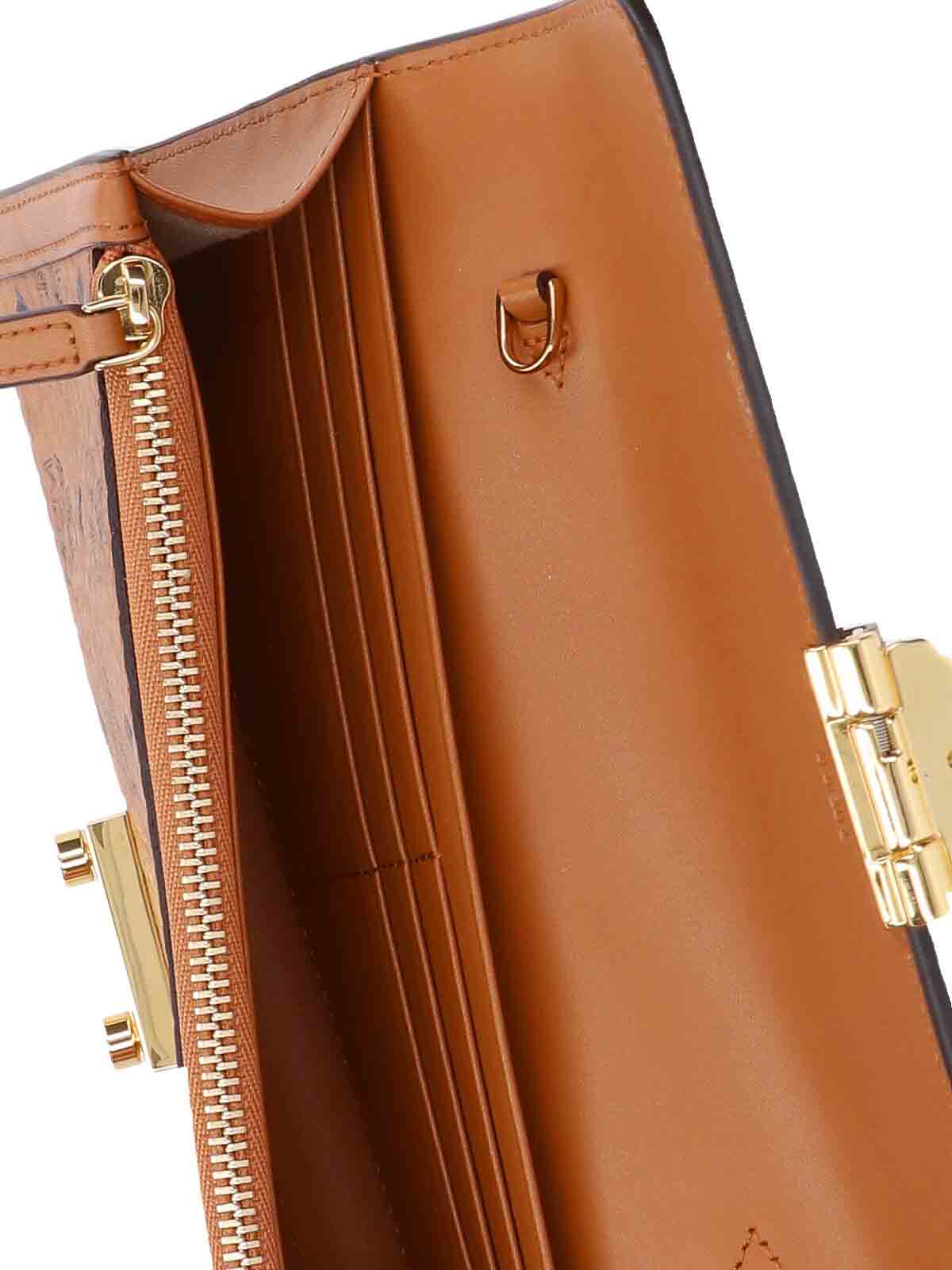Mcm Wallet With Chain In Brown