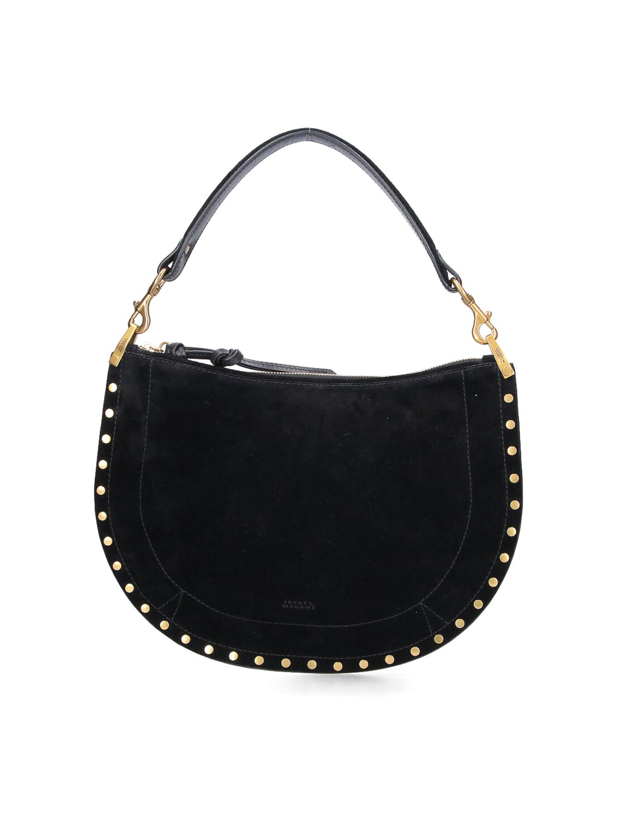 Isabel Marant Studded Suede Shoulder Bag With Detachable Strap In Black