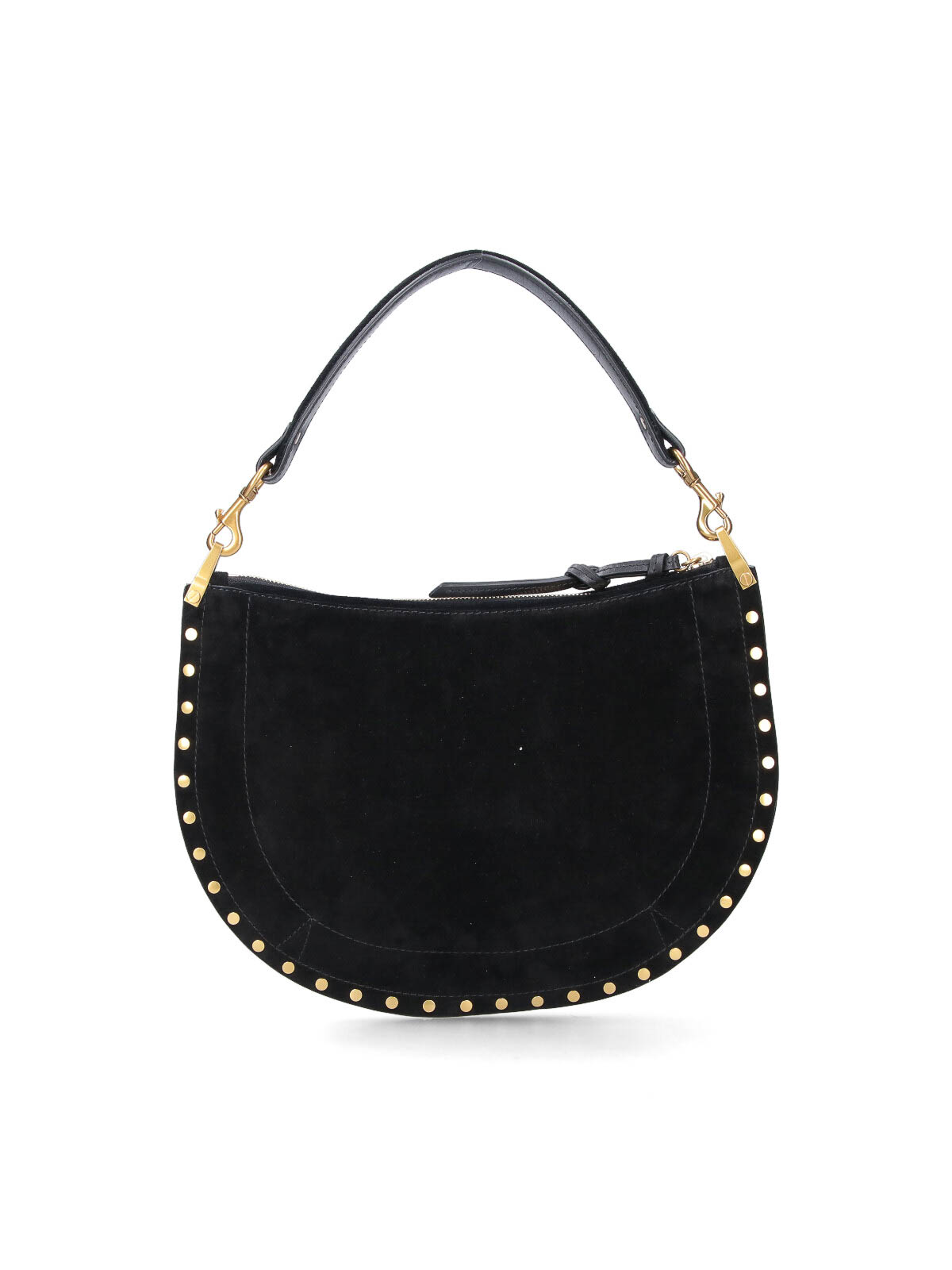Isabel Marant Studded Suede Shoulder Bag With Detachable Strap In Black