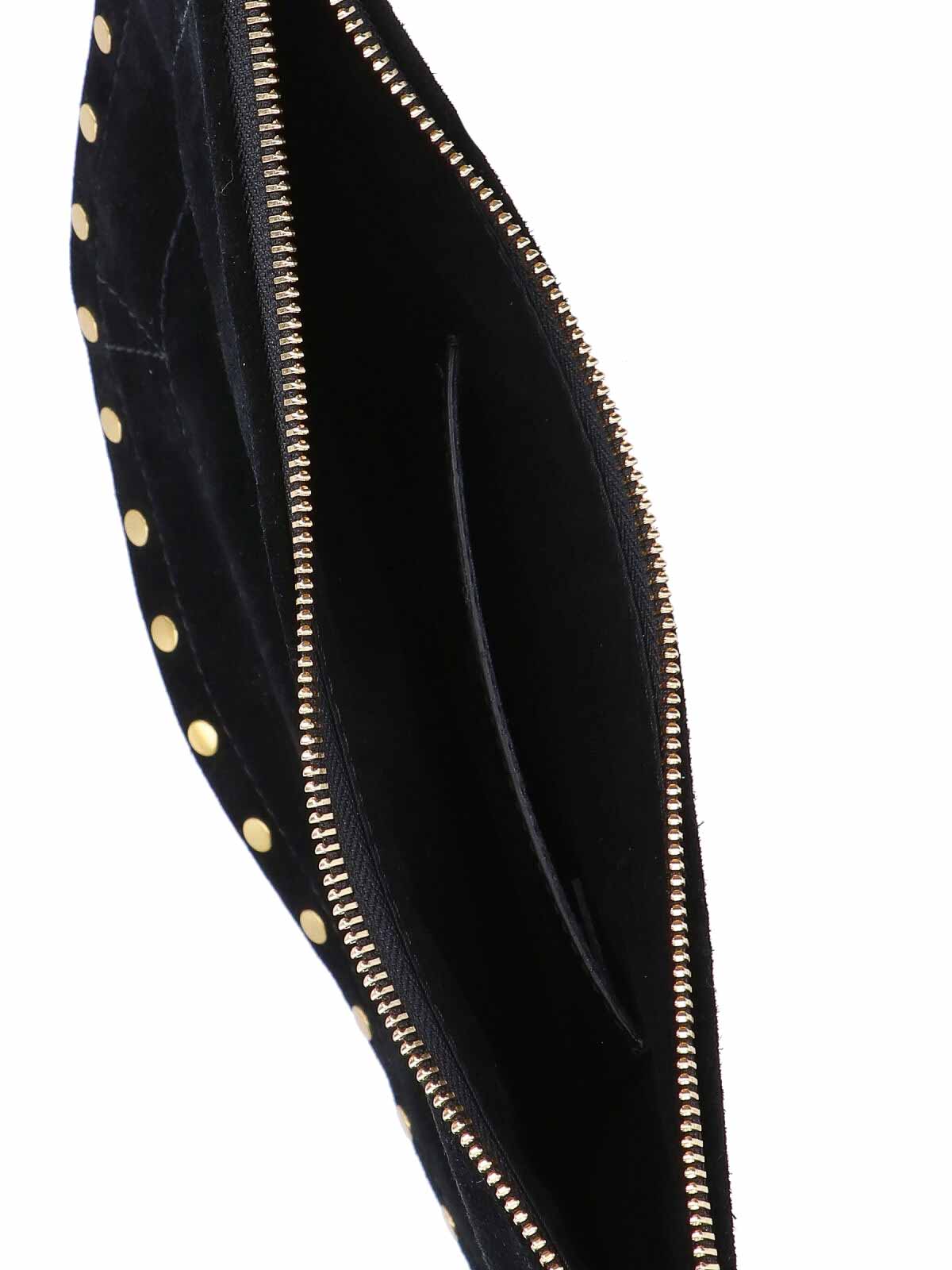 Isabel Marant Studded Suede Shoulder Bag With Detachable Strap In Black
