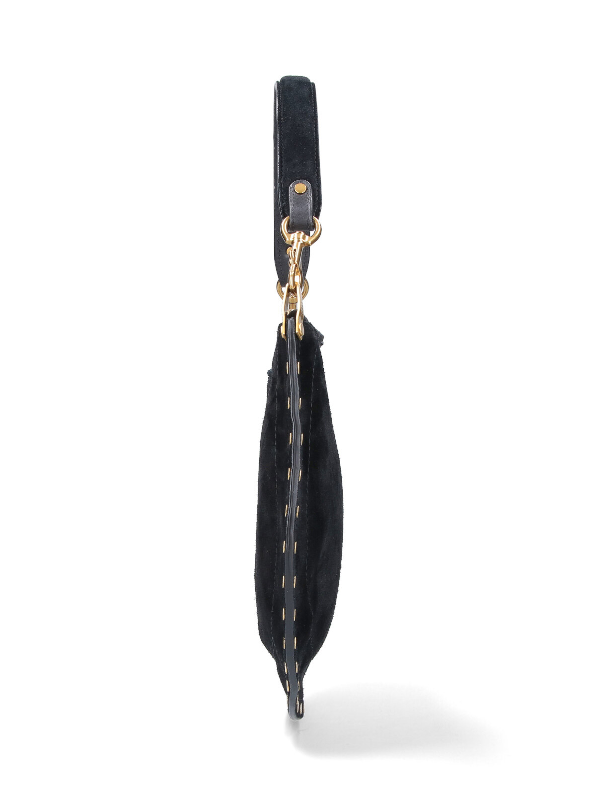 Isabel Marant Studded Suede Shoulder Bag With Detachable Strap In Black