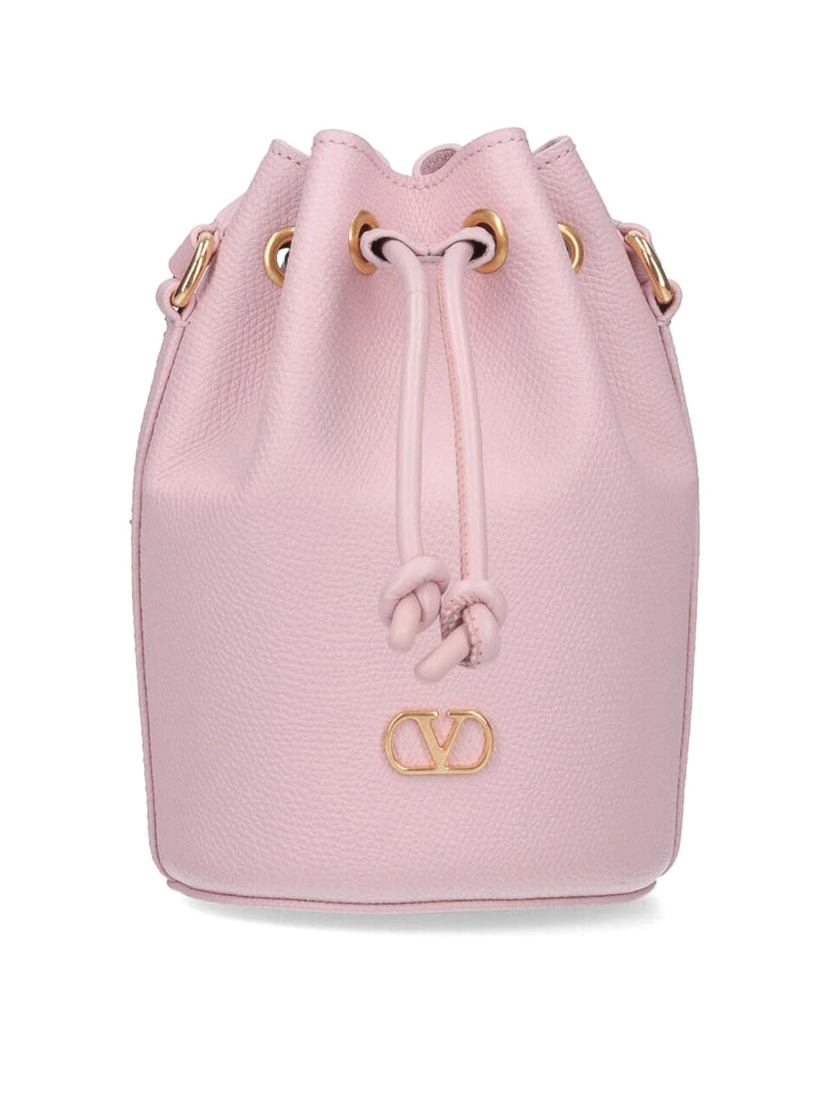 Valentino Bucket Bag With Gold-tone Hardware And Textured Finish In Nude