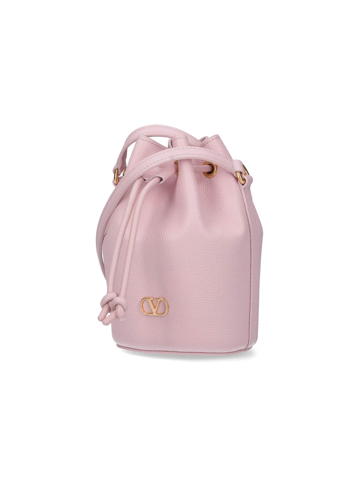 Valentino Bucket Bag With Gold-tone Hardware And Textured Finish In Nude