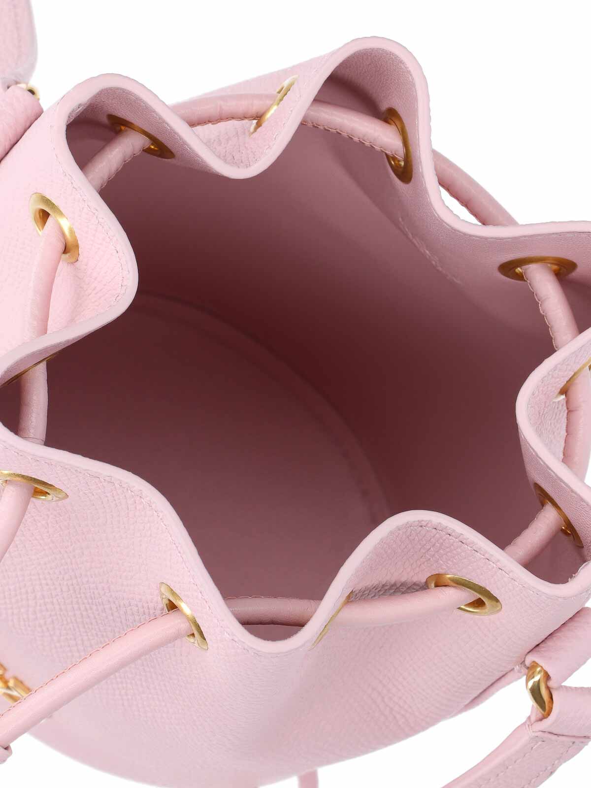 Valentino Bucket Bag With Gold-tone Hardware And Textured Finish In Nude